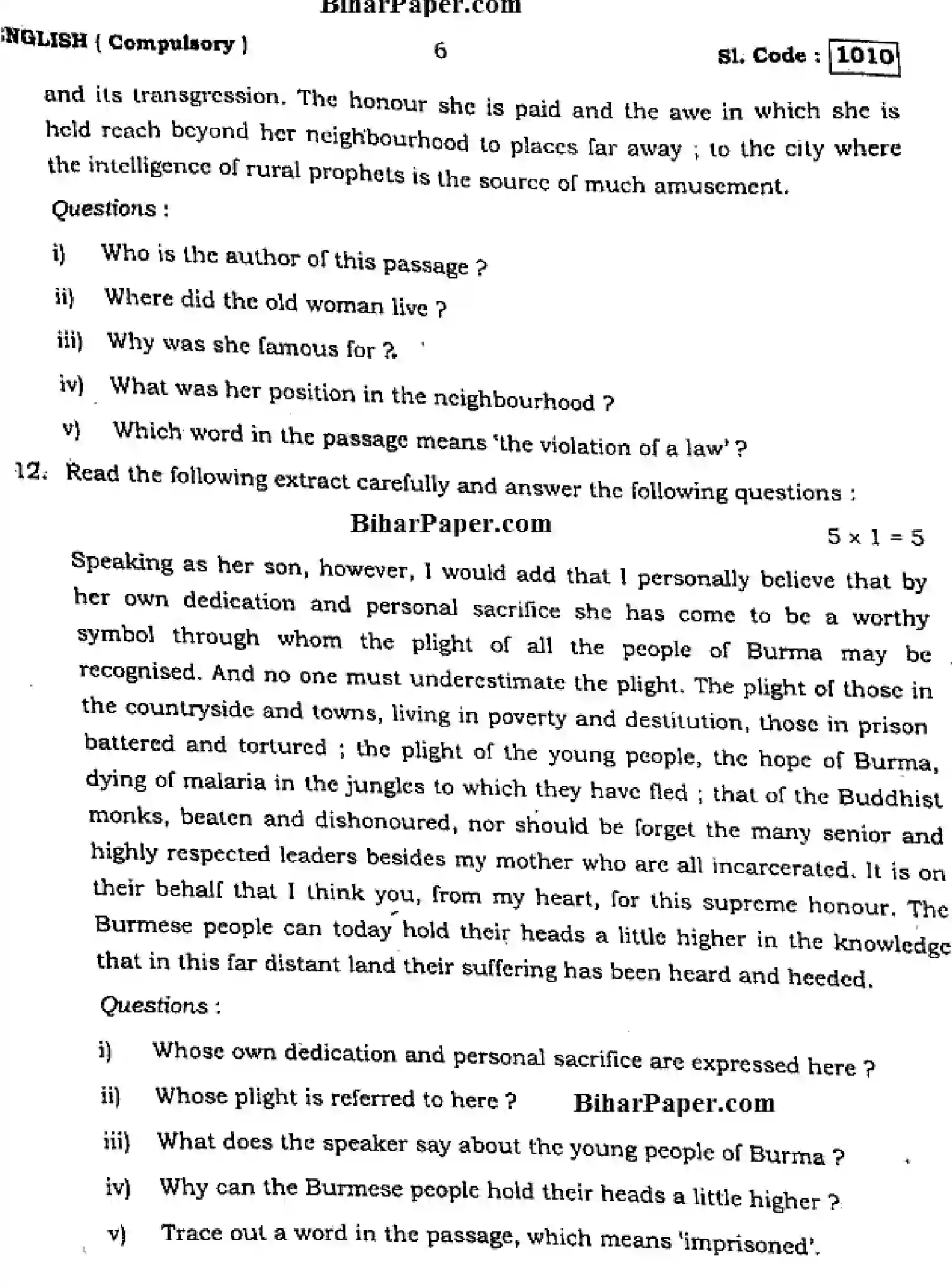 Bihar Board Class 10 2015 ENGLISH-COMPULSORY-1010 Finals - Page 6