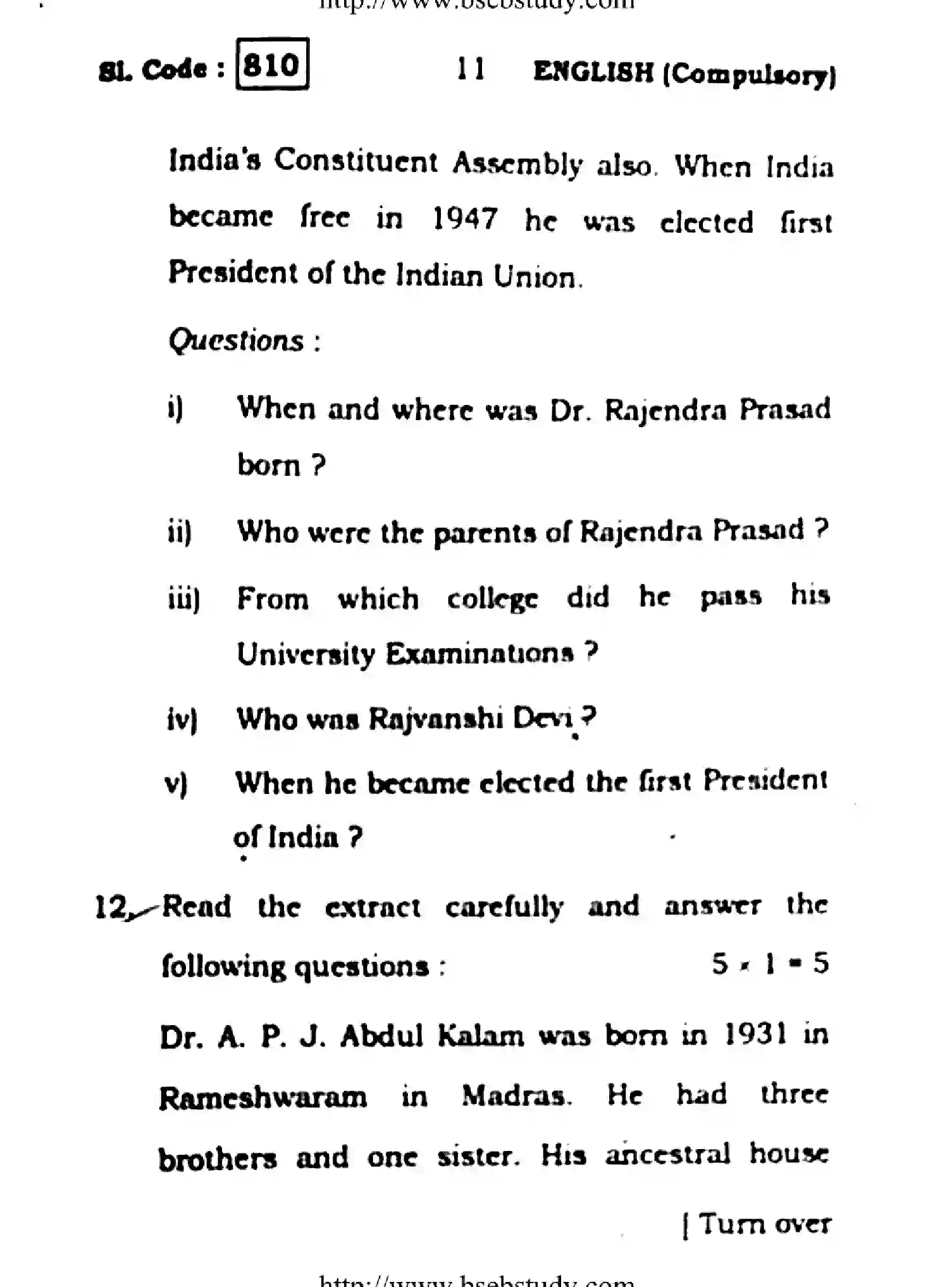 Bihar Board Class 10 2016 ENGLISH-810 Finals - Page 11