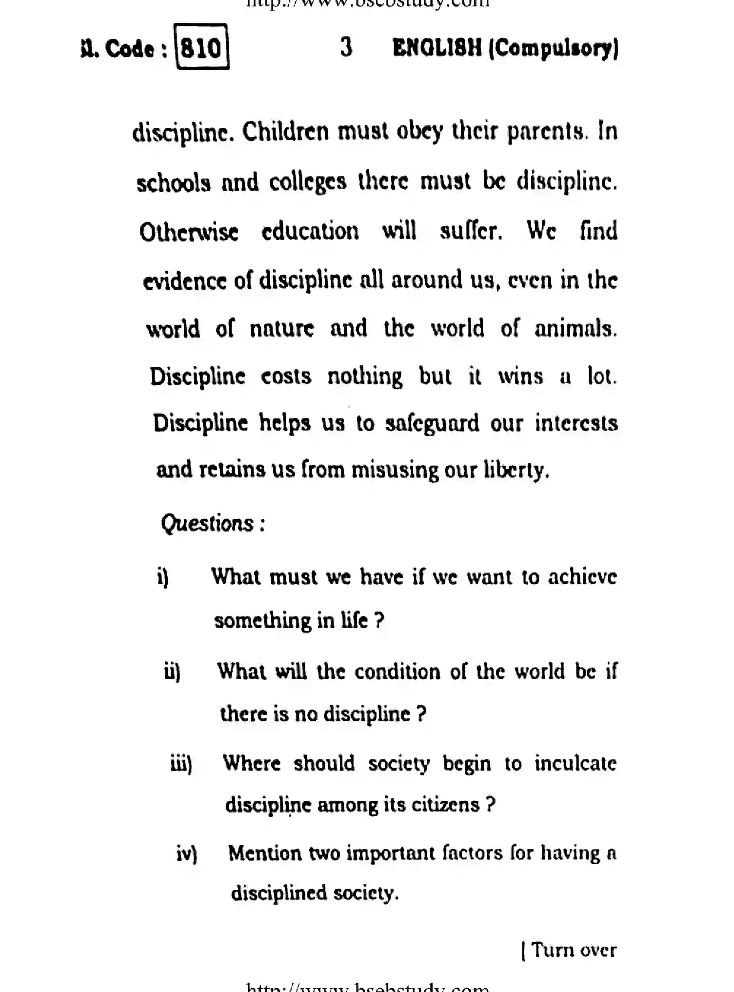 Bihar Board Class 10 2016 ENGLISH-810 Finals - Page 3