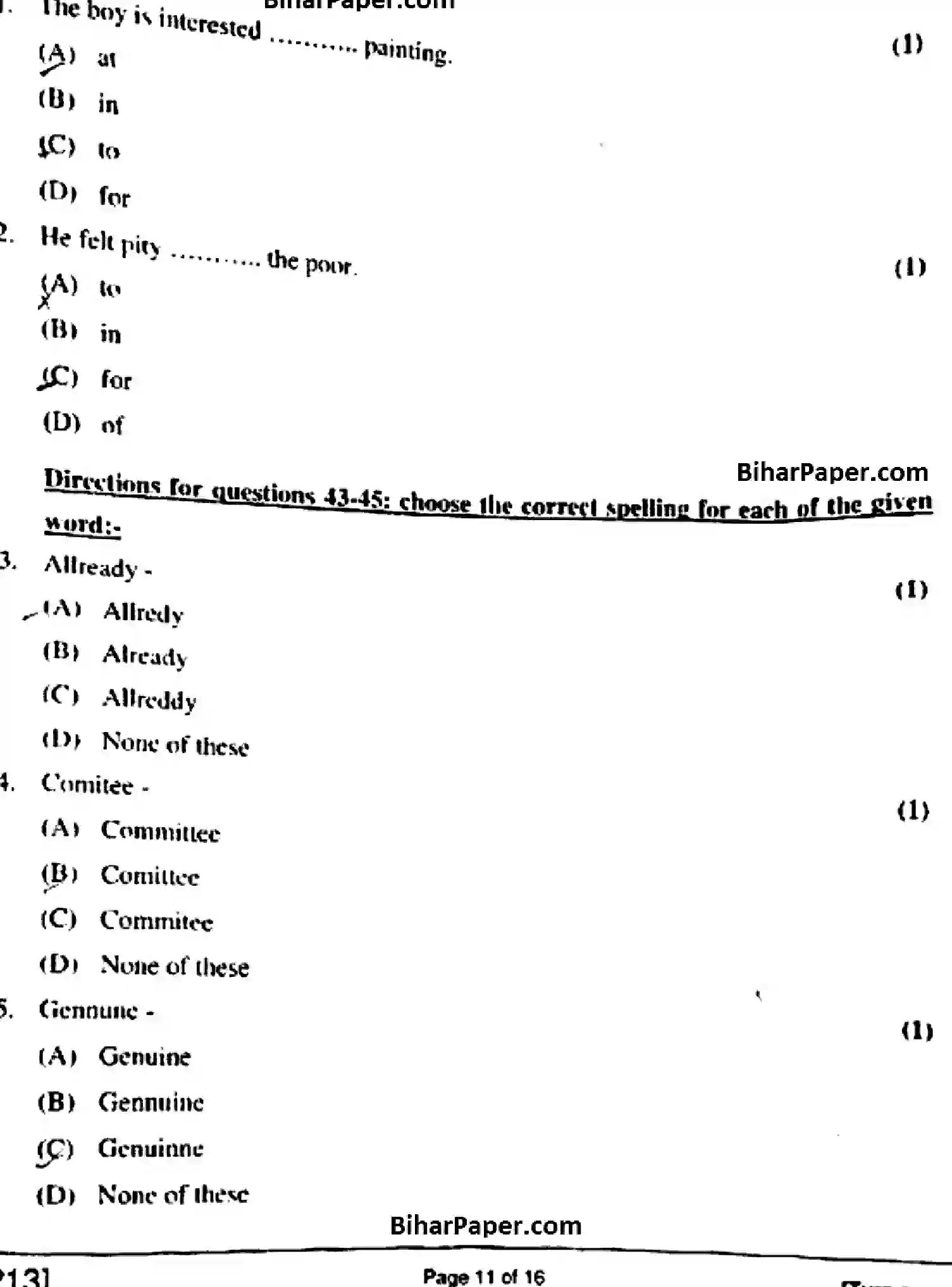 Bihar Board Class 10 2018 ENGLISH-213 Finals - Page 11