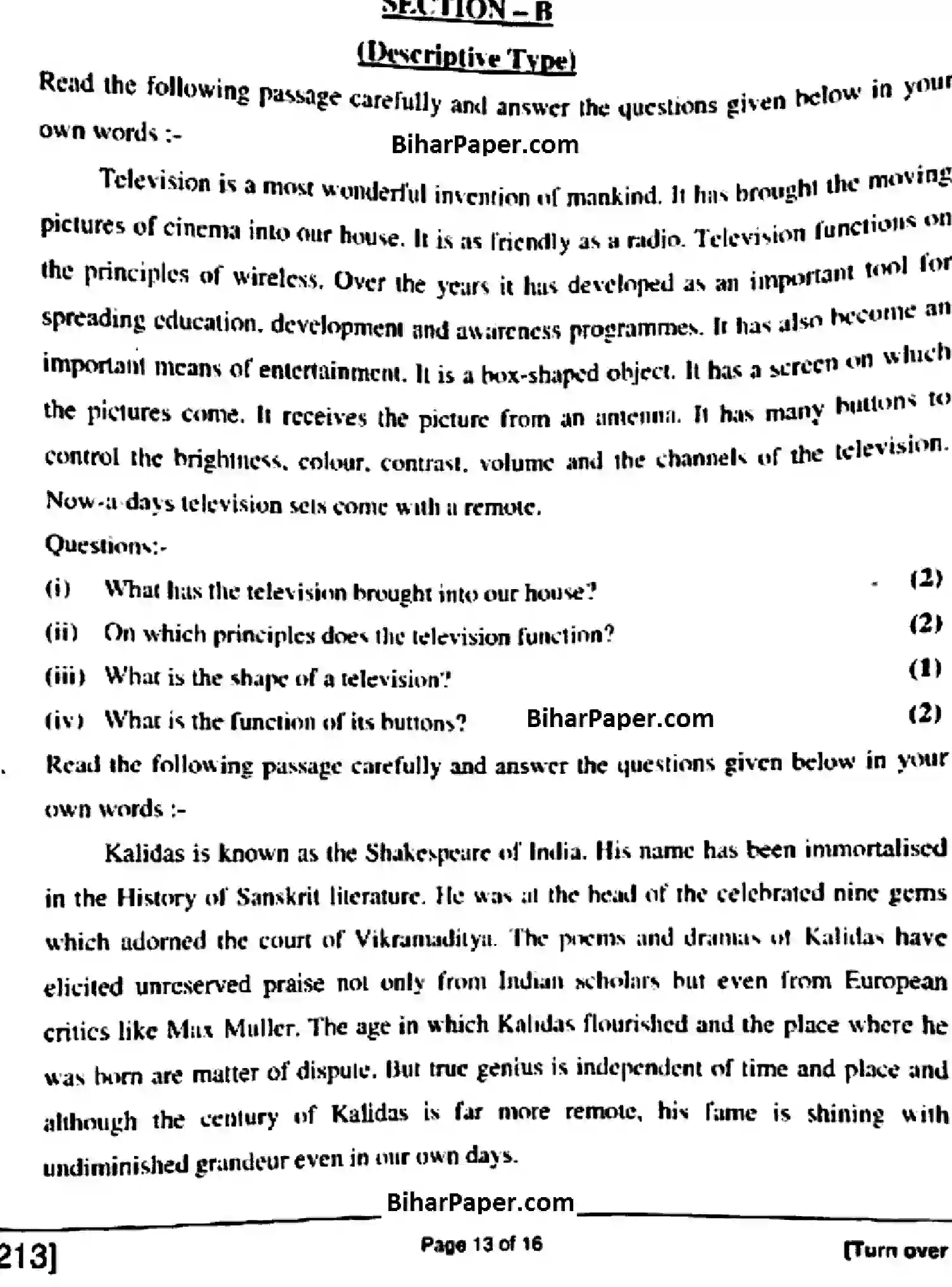 Bihar Board Class 10 2018 ENGLISH-213 Finals - Page 13