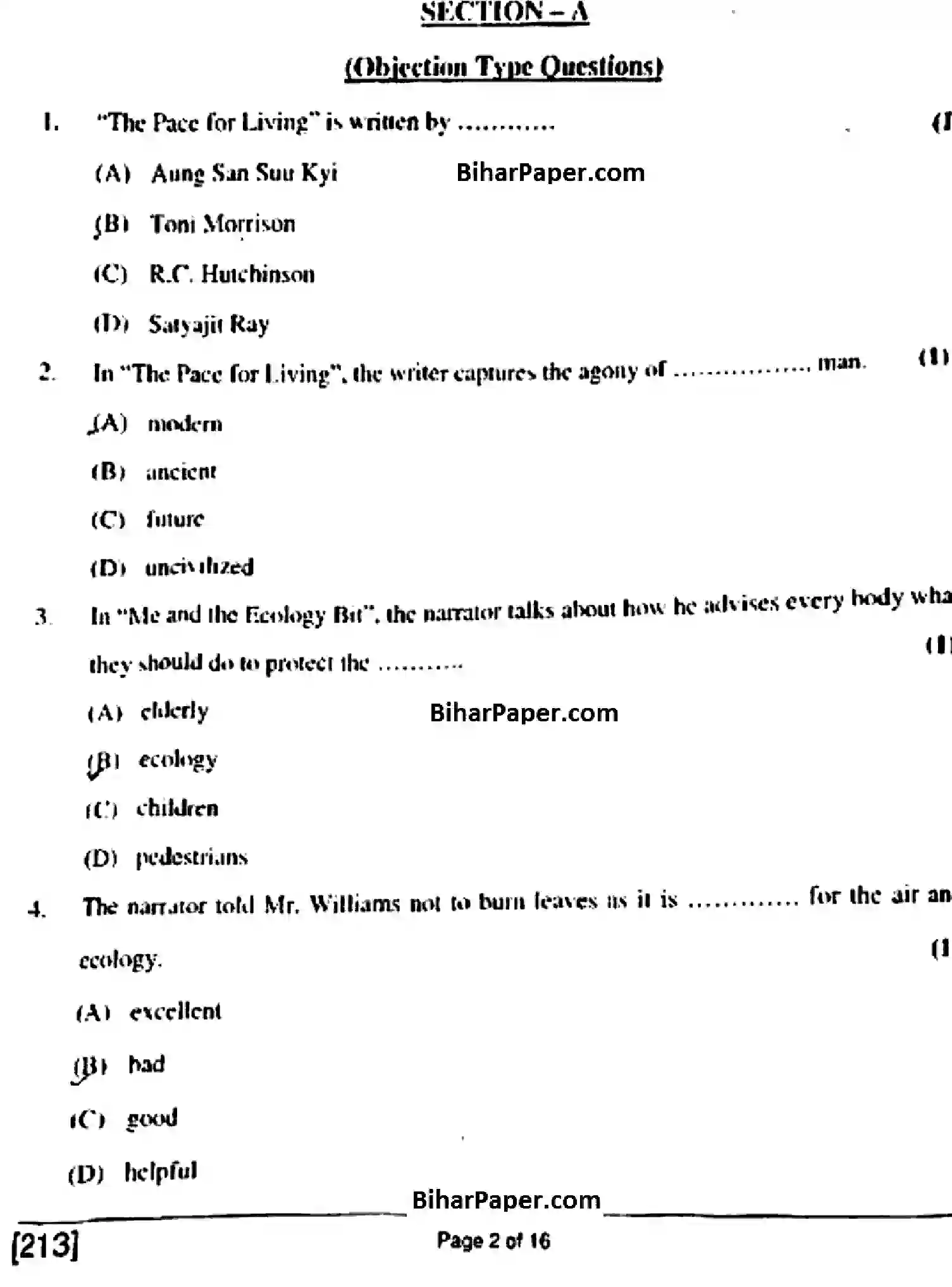 Bihar Board Class 10 2018 ENGLISH-213 Finals - Page 2