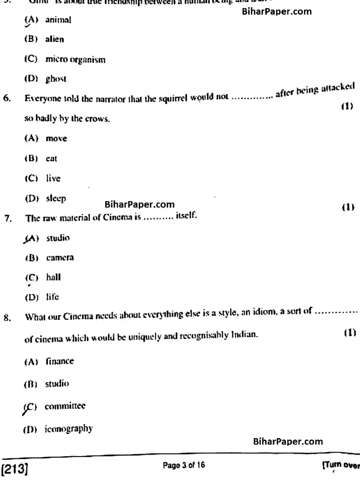 Bihar Board Class 10 2018 ENGLISH-213 Finals - Page 3