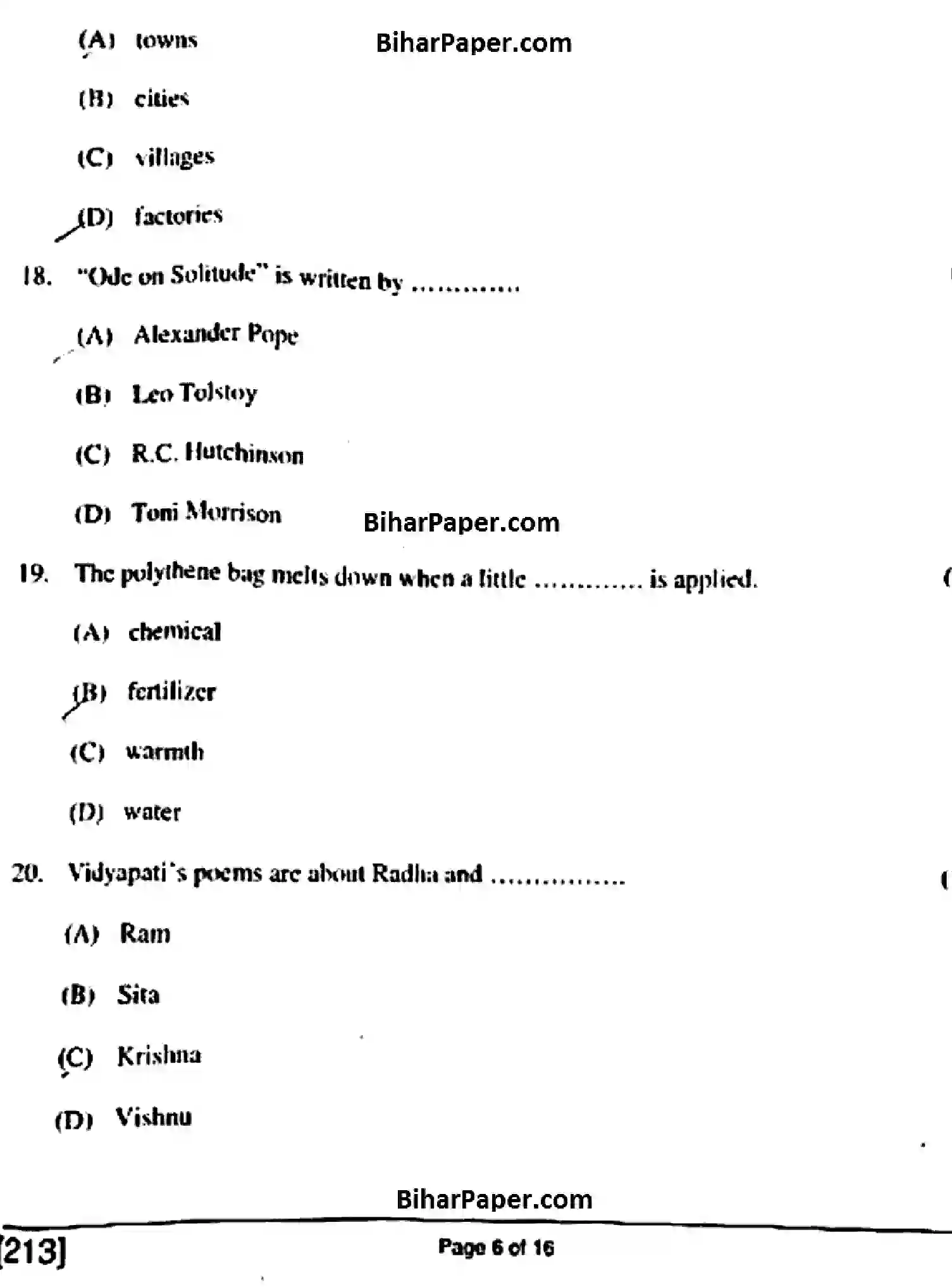 Bihar Board Class 10 2018 ENGLISH-213 Finals - Page 6