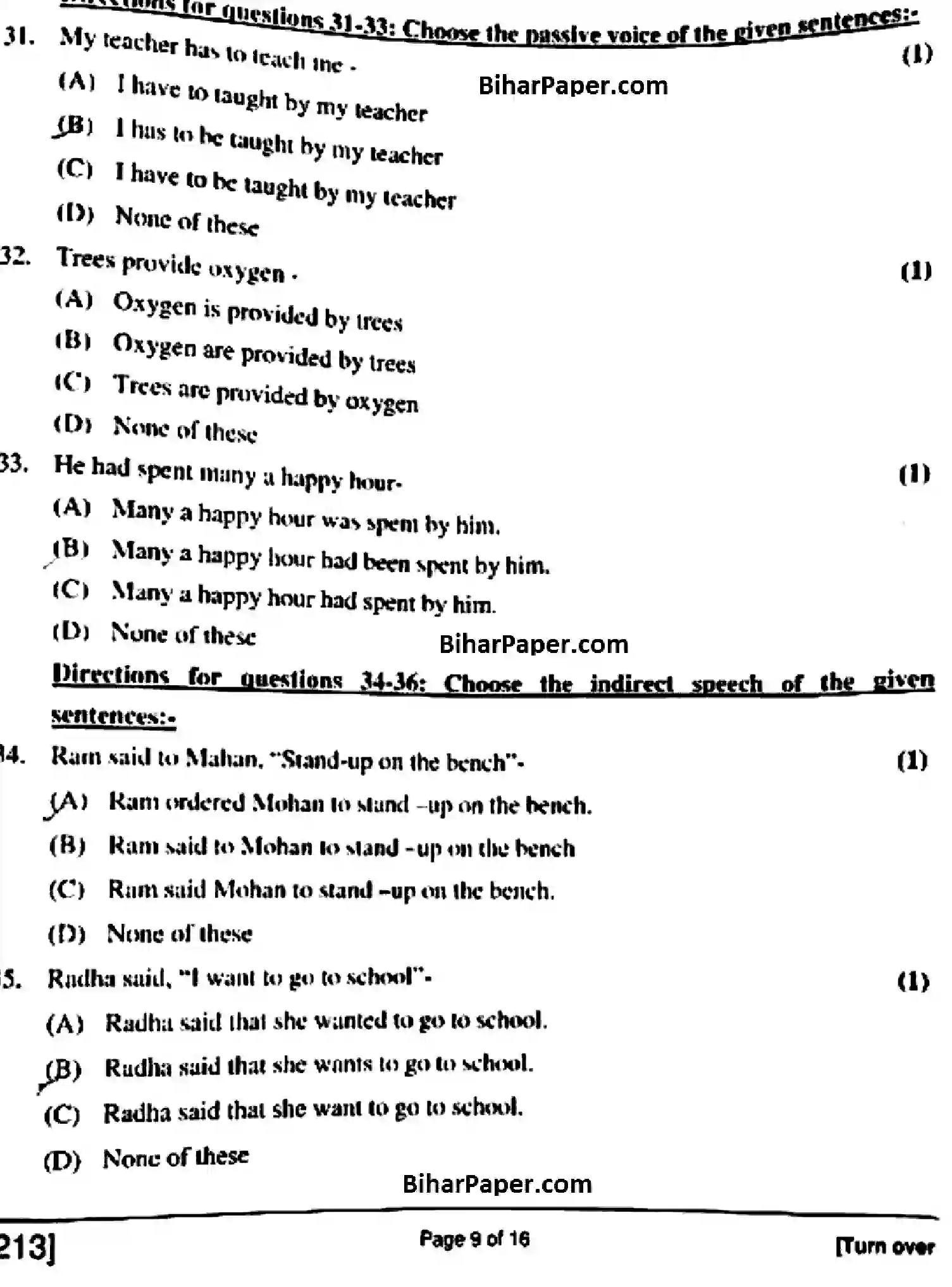 Bihar Board Class 10 2018 ENGLISH-213 Finals - Page 9