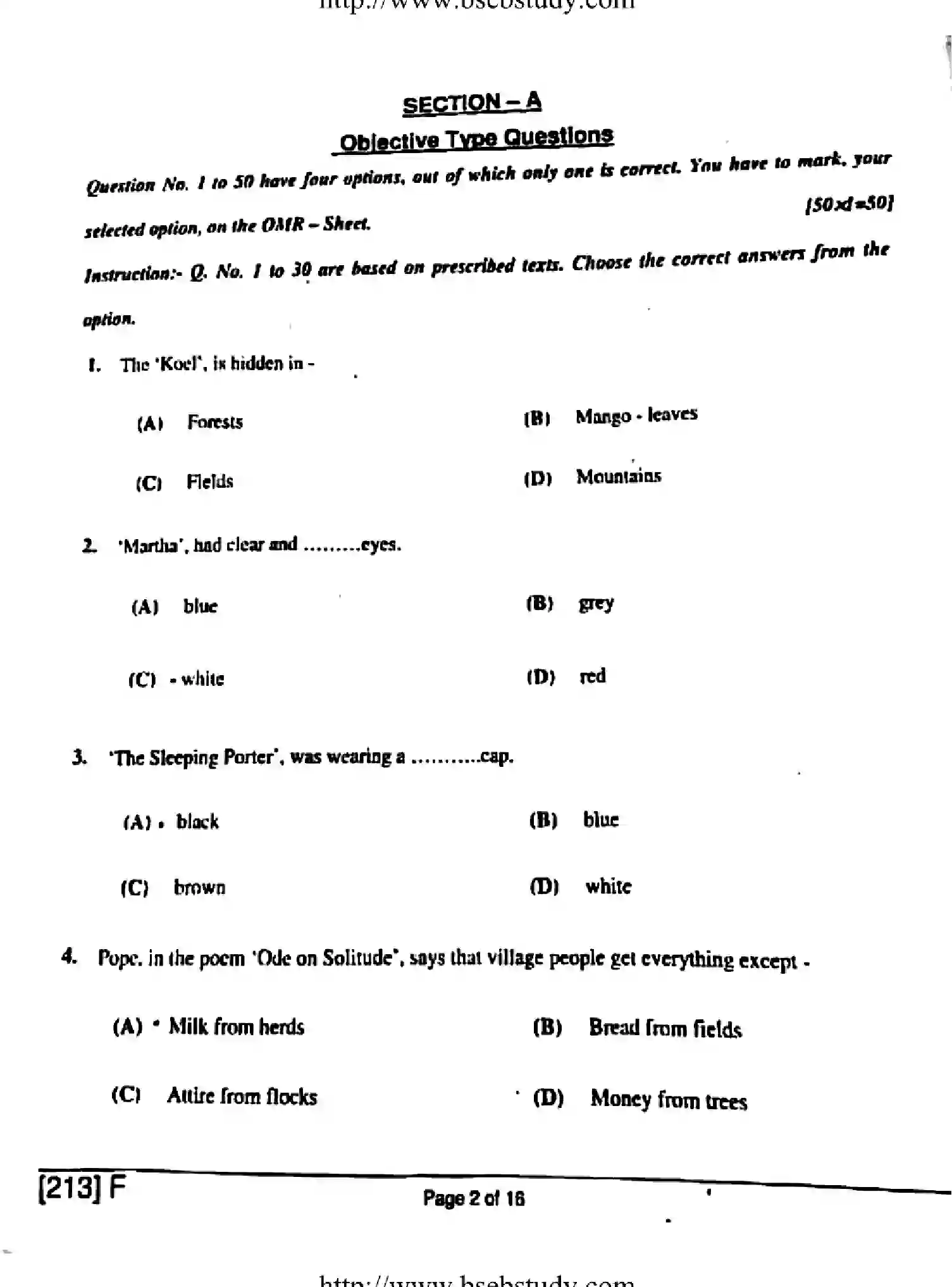 Bihar Board Class 10 2019 ENGLISH-213-F Finals - Page 2