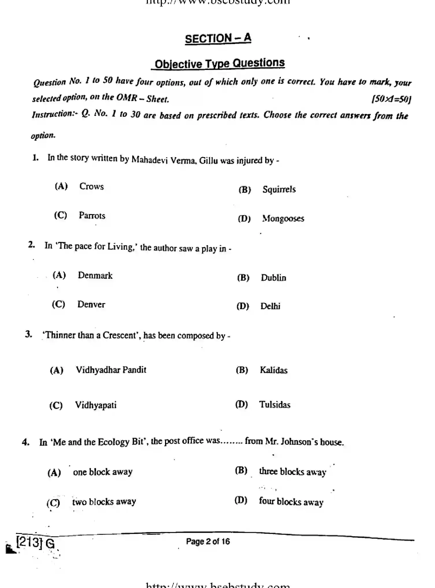 Bihar Board Class 10 2019 ENGLISH-213-G Finals - Page 2
