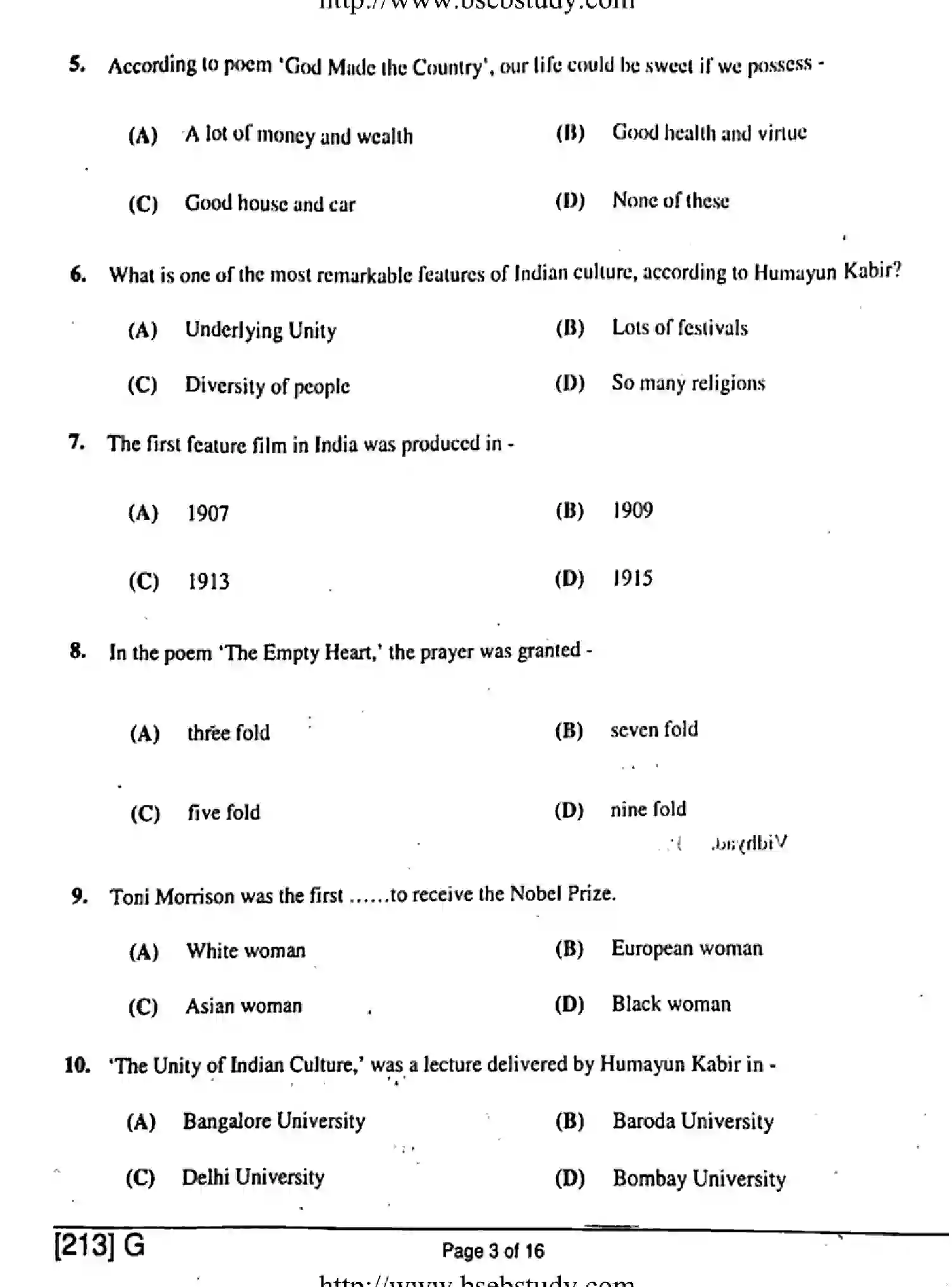 Bihar Board Class 10 2019 ENGLISH-213-G Finals - Page 3