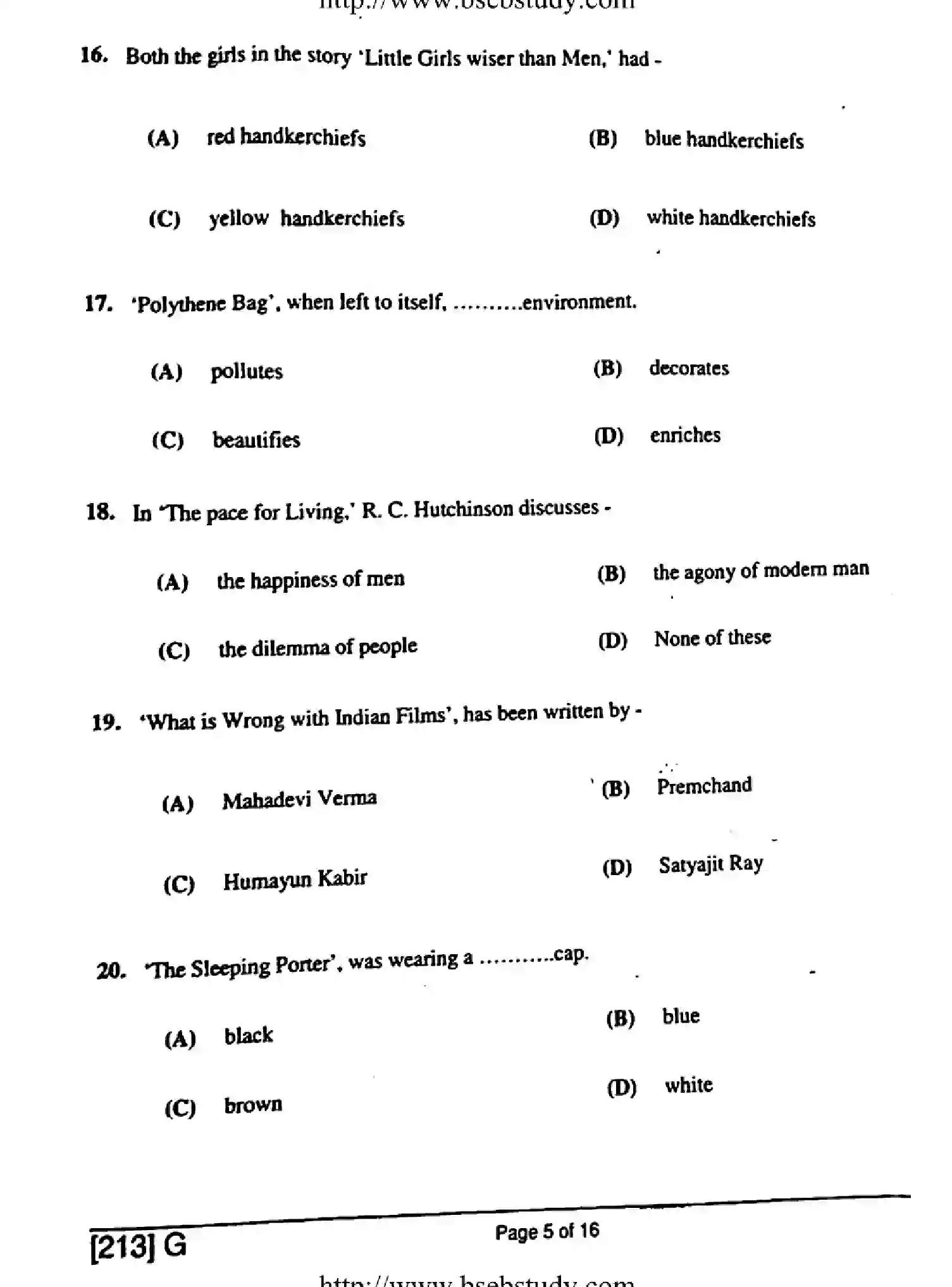 Bihar Board Class 10 2019 ENGLISH-213-G Finals - Page 5
