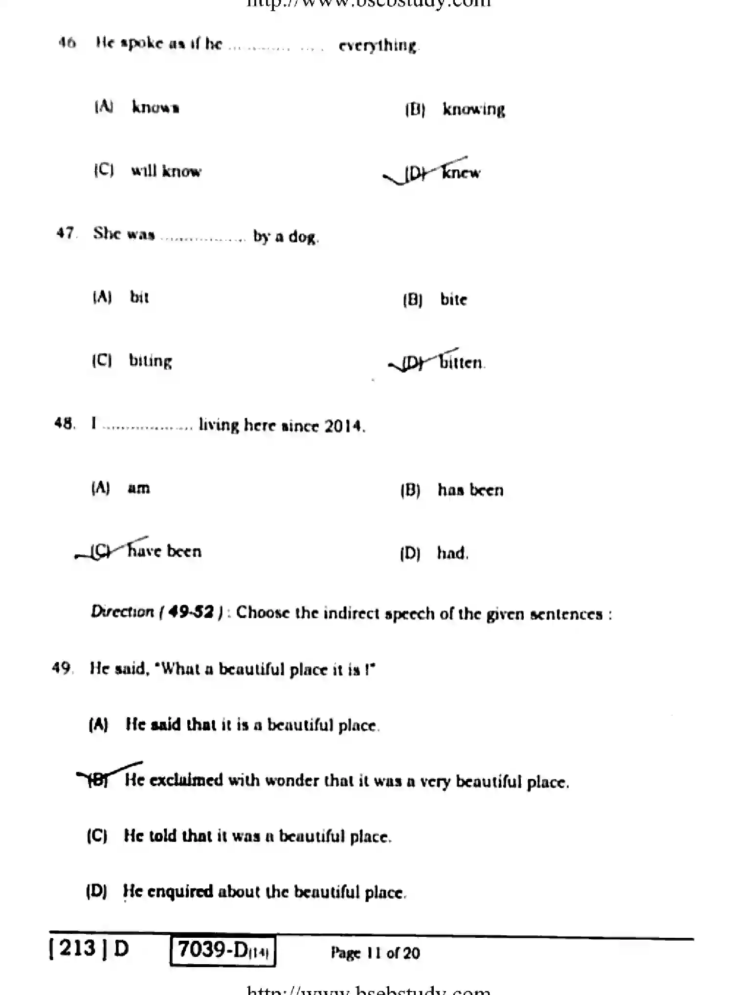 Bihar Board Class 10 2020 ENGLISH-213-D Finals - Page 11
