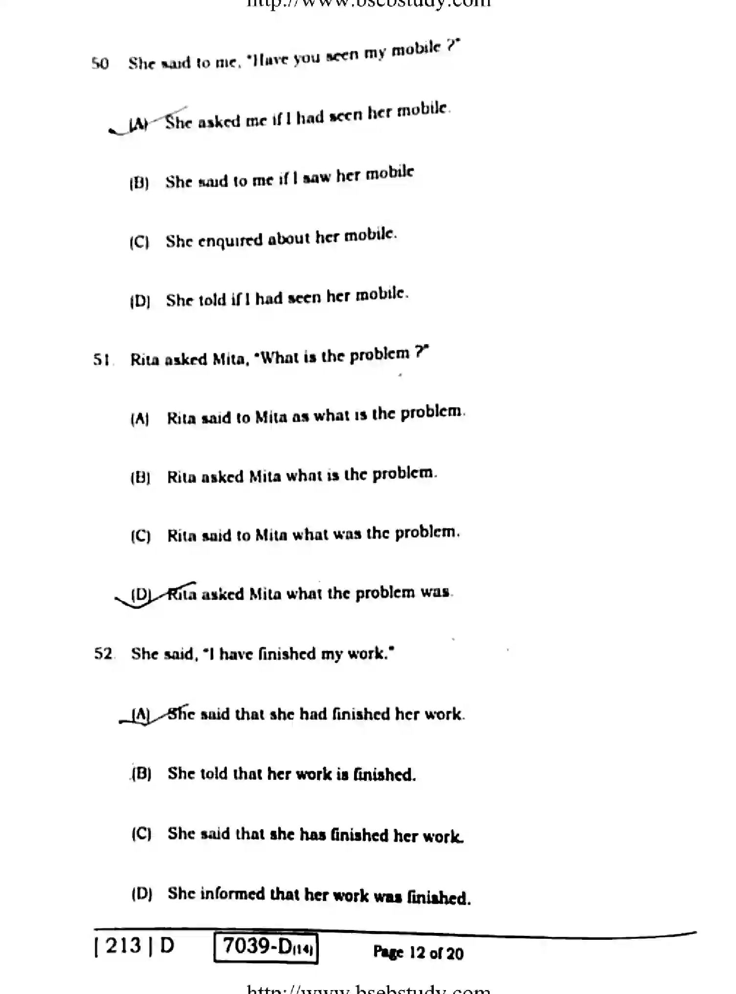 Bihar Board Class 10 2020 ENGLISH-213-D Finals - Page 12