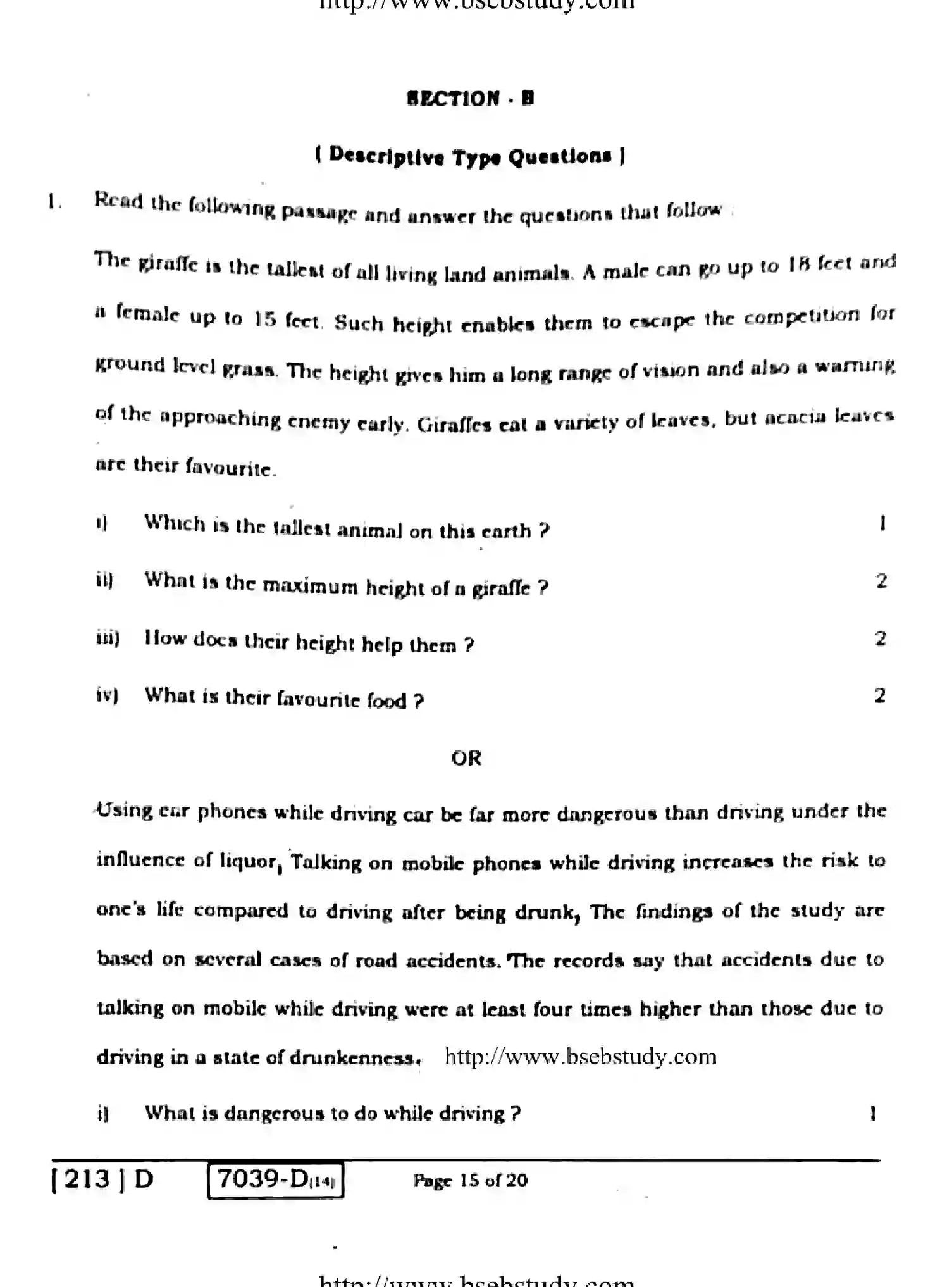 Bihar Board Class 10 2020 ENGLISH-213-D Finals - Page 15