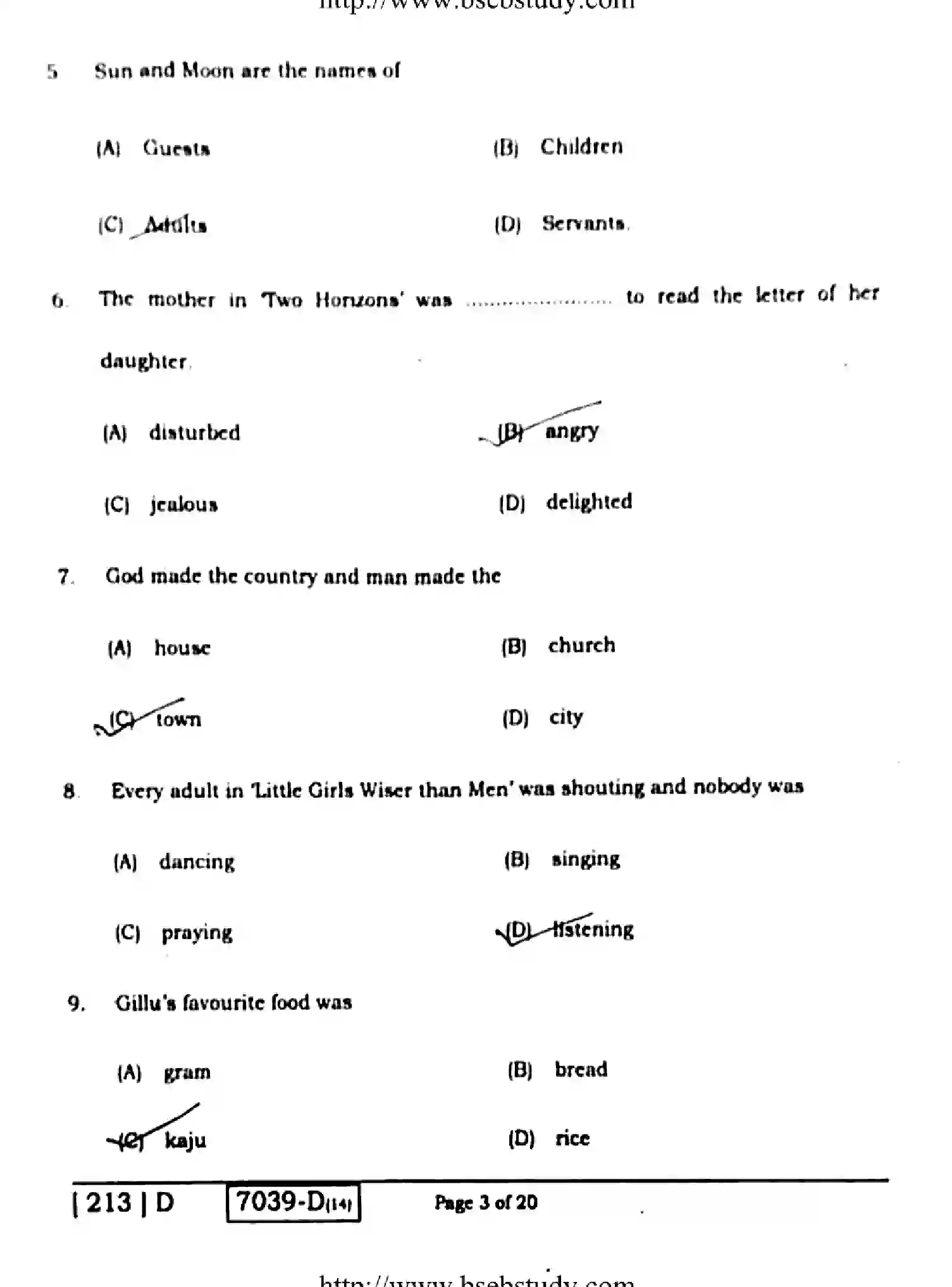 Bihar Board Class 10 2020 ENGLISH-213-D Finals - Page 3