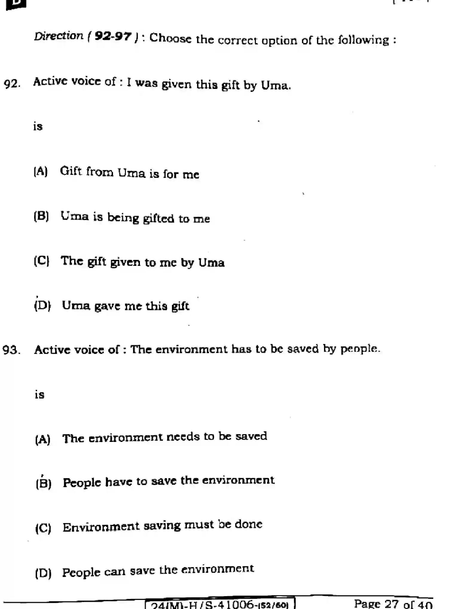 Bihar Board Class 10 2024 ENGLISH-113-SET-B Finals - Page 27