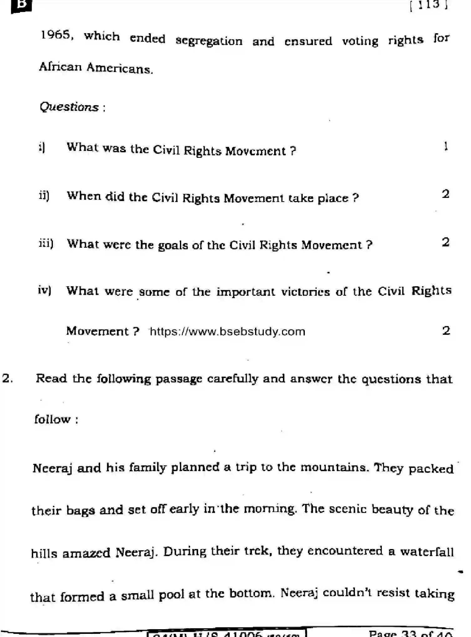 Bihar Board Class 10 2024 ENGLISH-113-SET-B Finals - Page 33