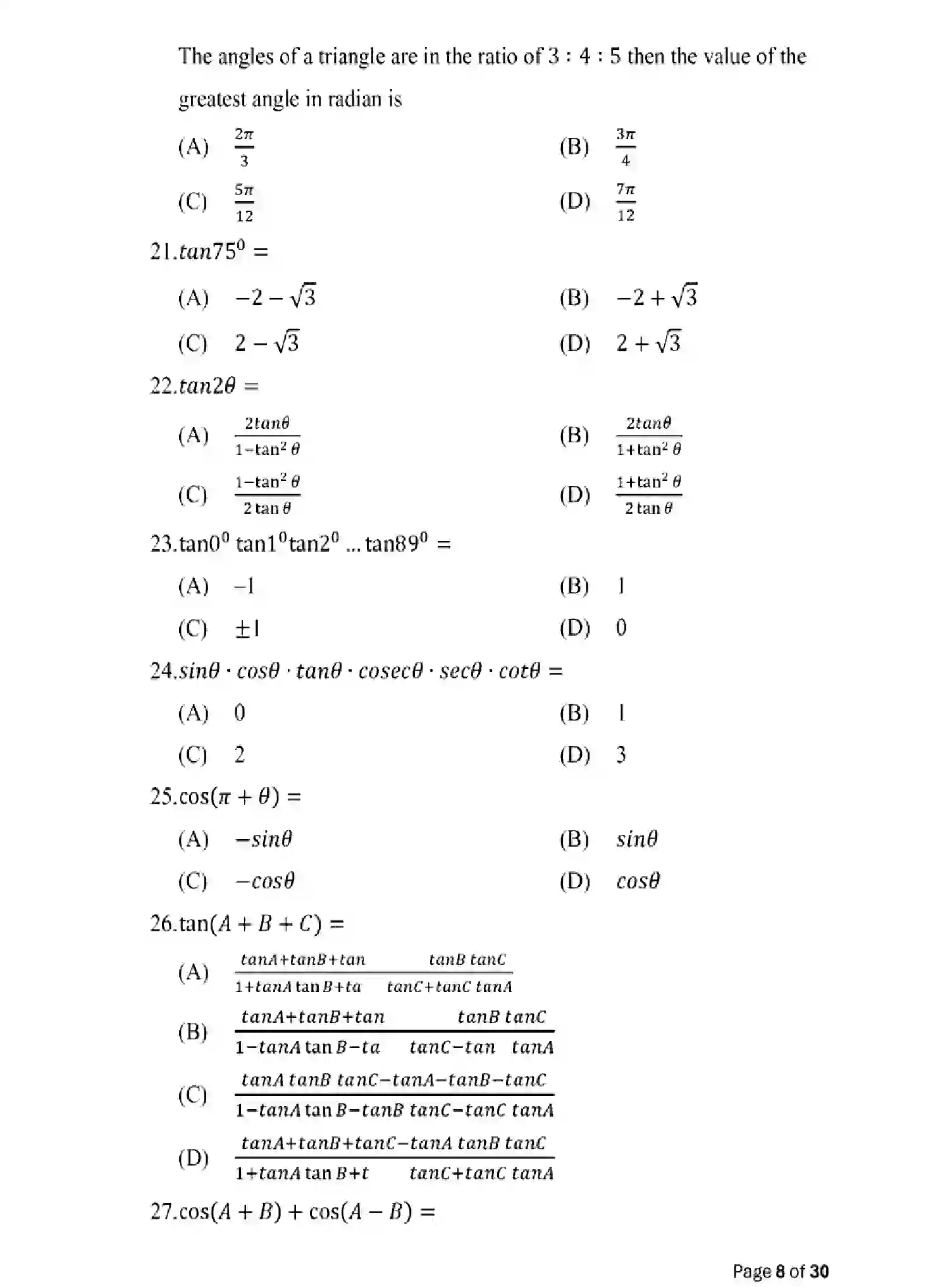 Bihar Board Class 10 2025 MODEL-PAPER-ADVANCED-MATHEMATICS-114 Model Papers - Page 8