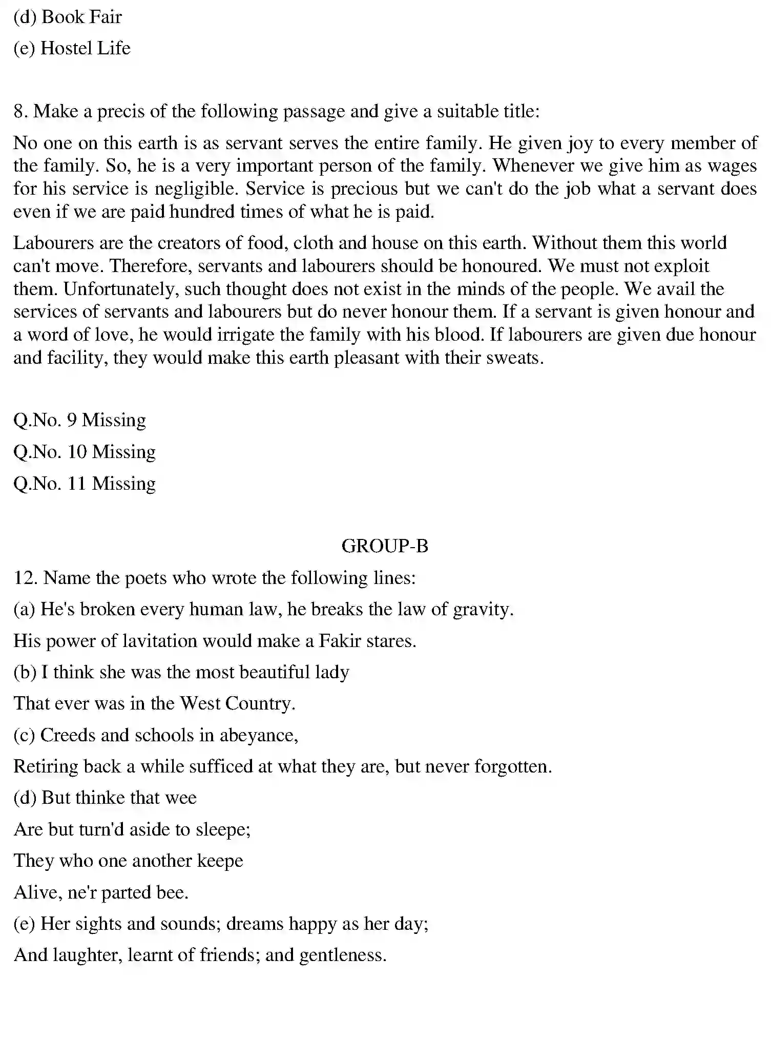 Bihar Board Class 12 2011 ENGLISH Question Bank - Page 2