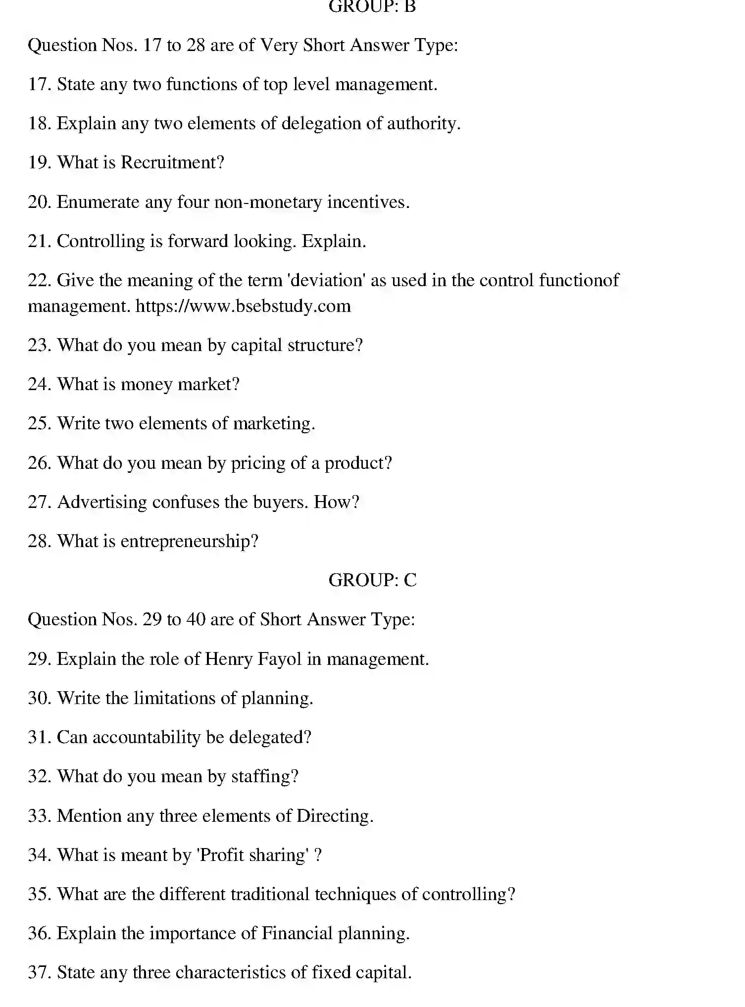 Bihar Board Class 12 2014 BUSINESS-STUDIES Question Bank - Page 5