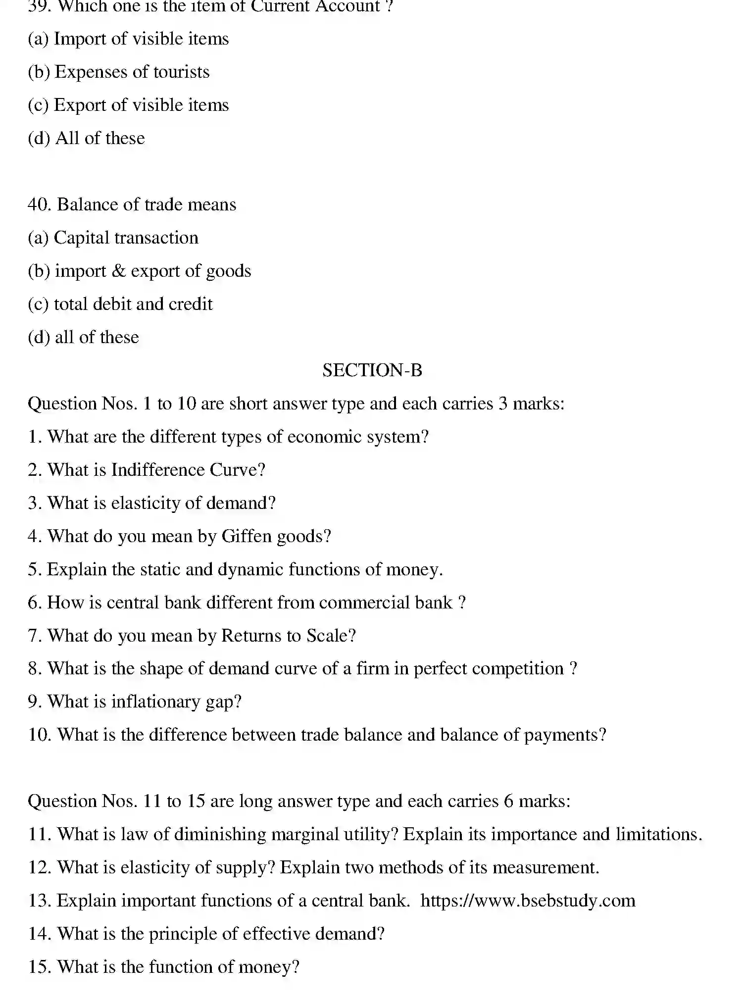 Bihar Board Class 12 2015 BUSINESS-ECONOMICS Question Bank - Page 21