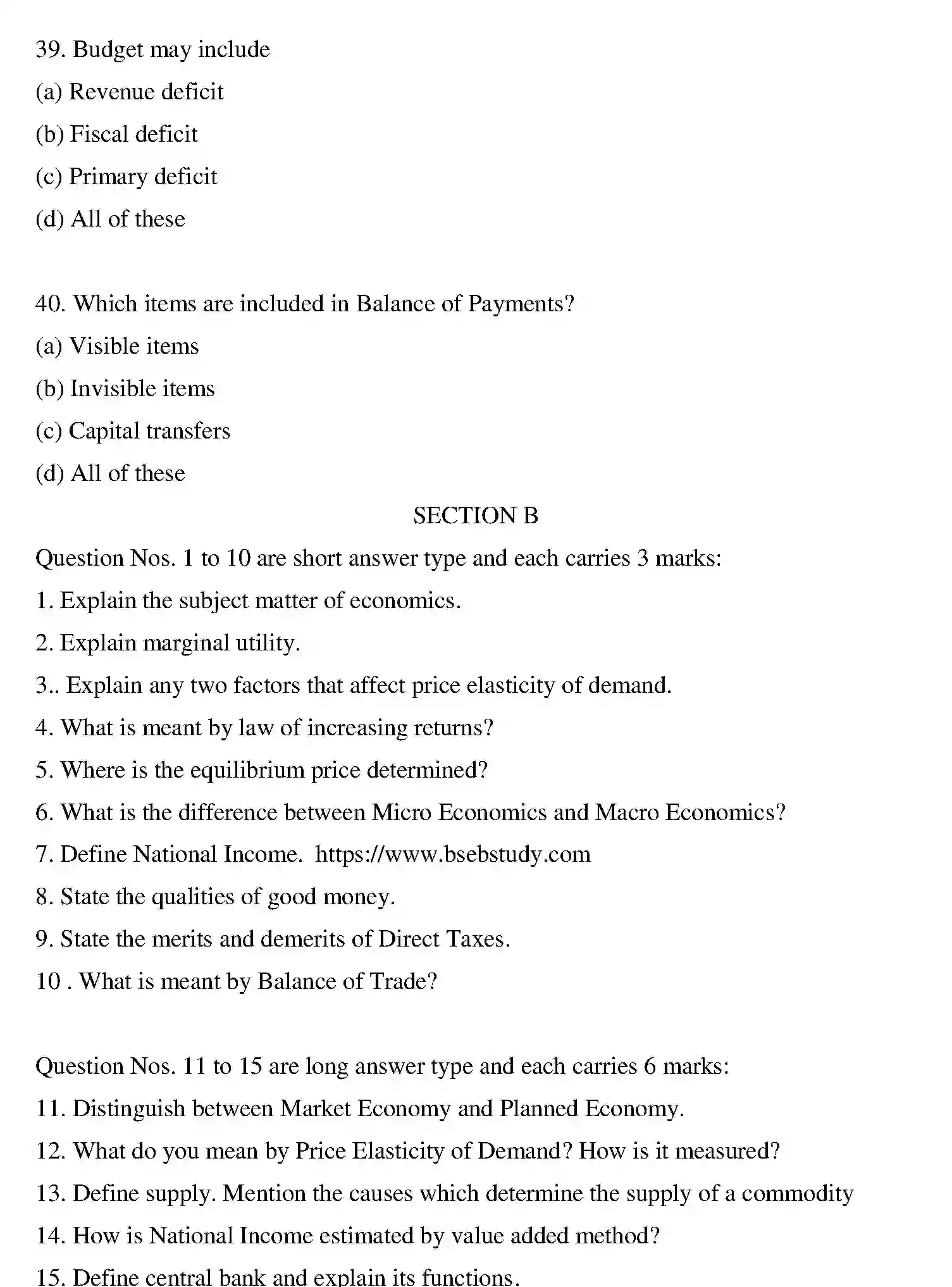 Bihar Board Class 2 2016 BUSINESS-ECONOMICS Question Bank - Page 21