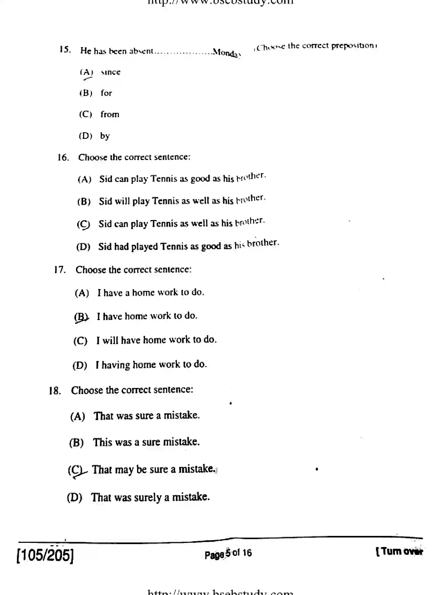 Bihar Board Class 2 2018 ENGLISH-105-205 Question Bank - Page 5