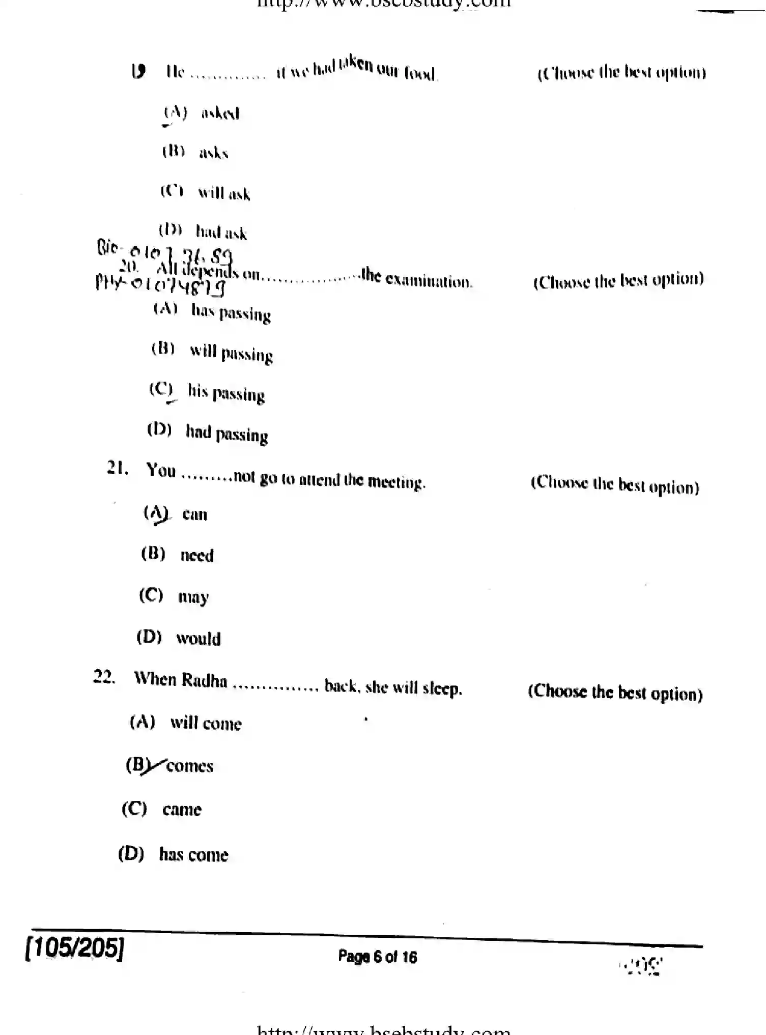 Bihar Board Class 2 2018 ENGLISH-105-205 Question Bank - Page 6