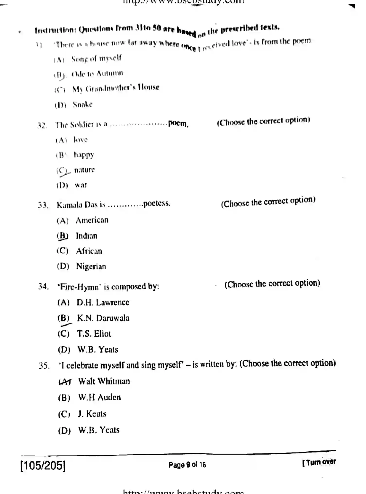 Bihar Board Class 2 2018 ENGLISH-105-205 Question Bank - Page 9