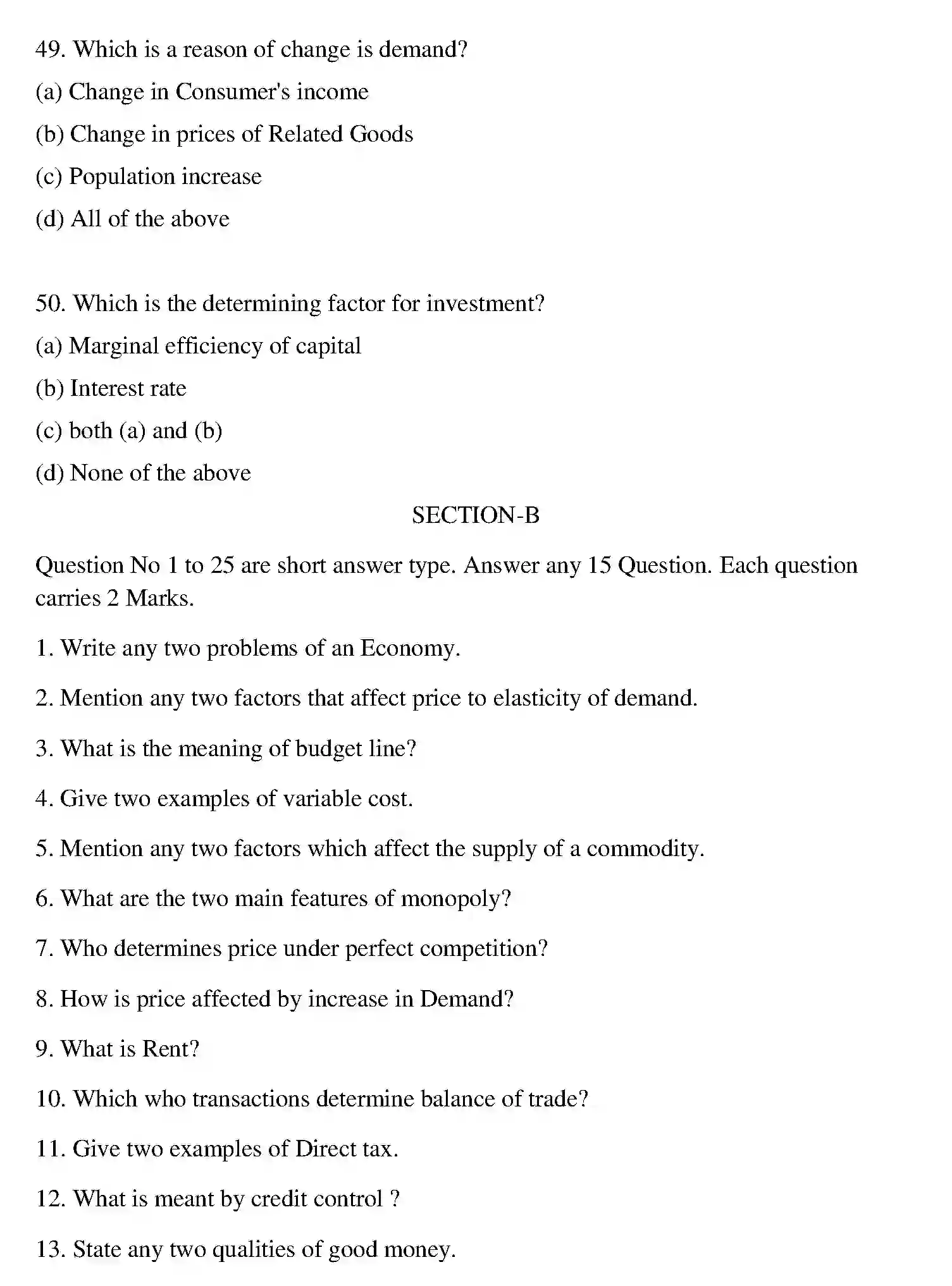 Bihar Board Class 2 2019 BUSINESS-ECONOMICS Question Bank - Page 26