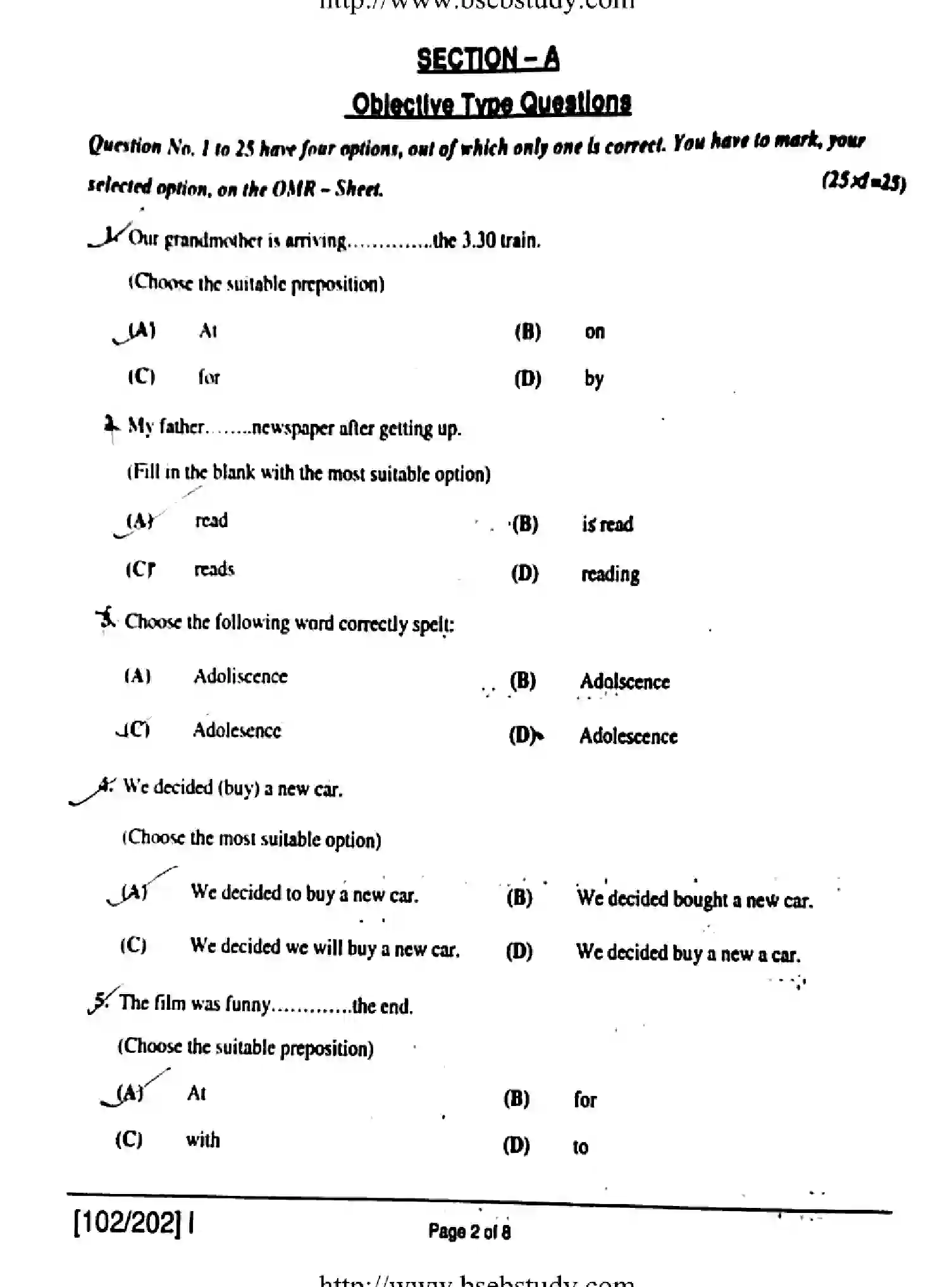 Bihar Board Class 2 2019 ENGLISH-102-202-1 Question Bank - Page 2
