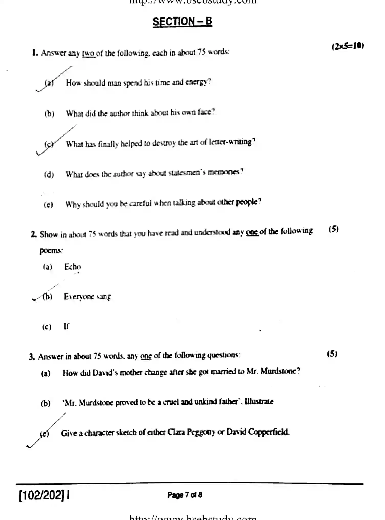 Bihar Board Class 2 2019 ENGLISH-102-202-1 Question Bank - Page 7
