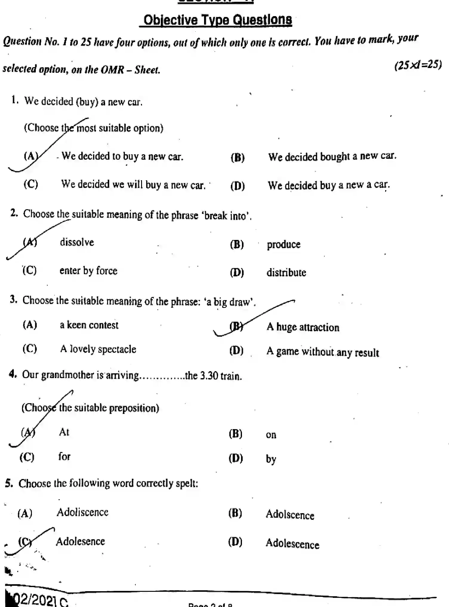 Bihar Board Class 2 2019 ENGLISH-102-202-C Question Bank - Page 2