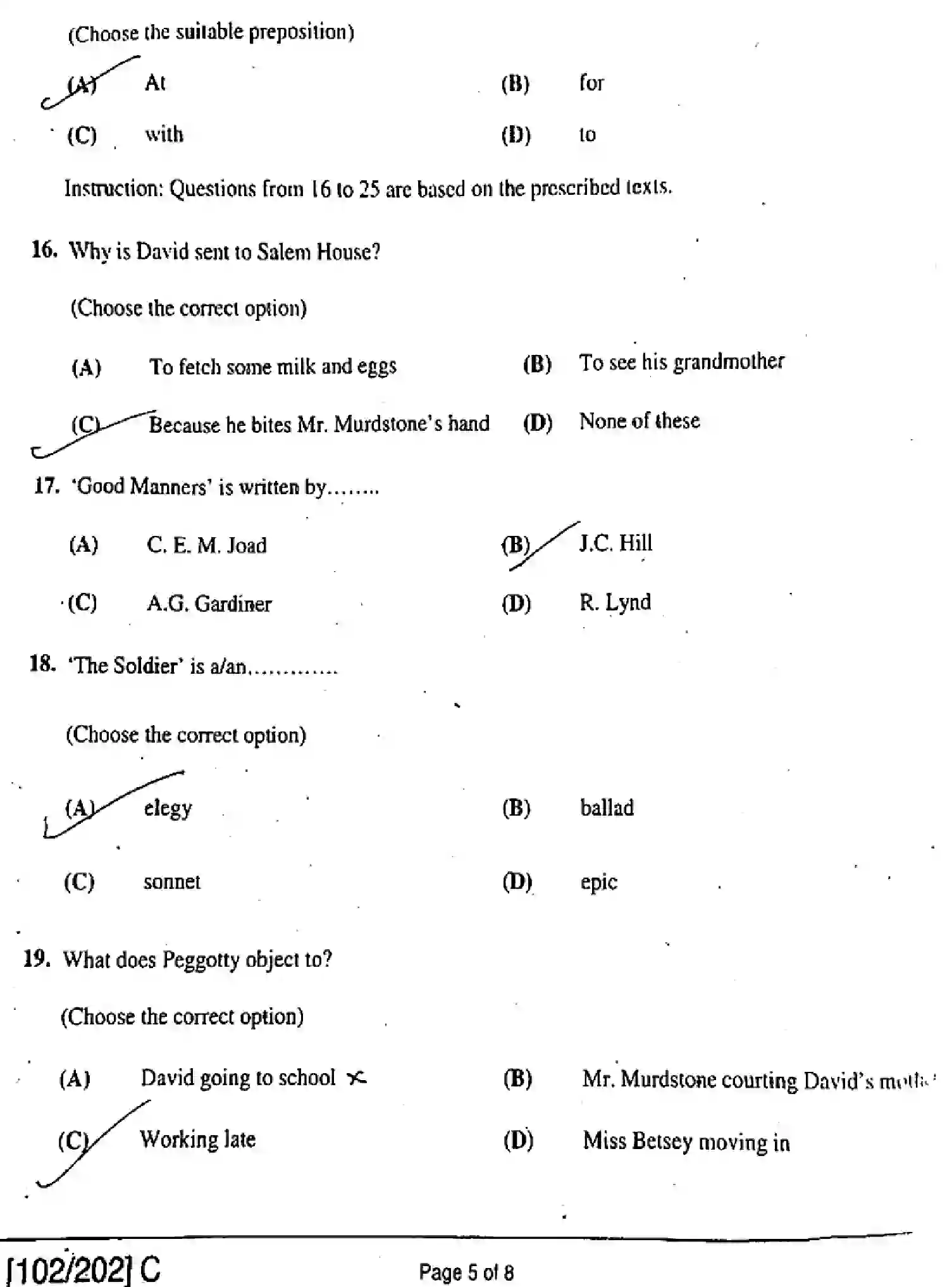 Bihar Board Class 2 2019 ENGLISH-102-202-C Question Bank - Page 5