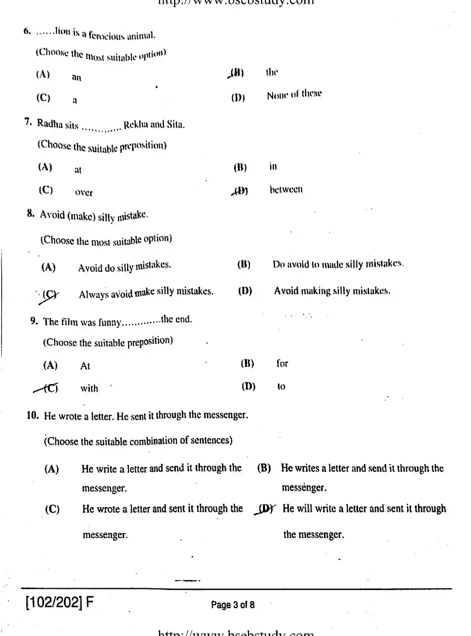 Bihar Board Class 2 2019 ENGLISH-102-202-F Question Bank - Page 3