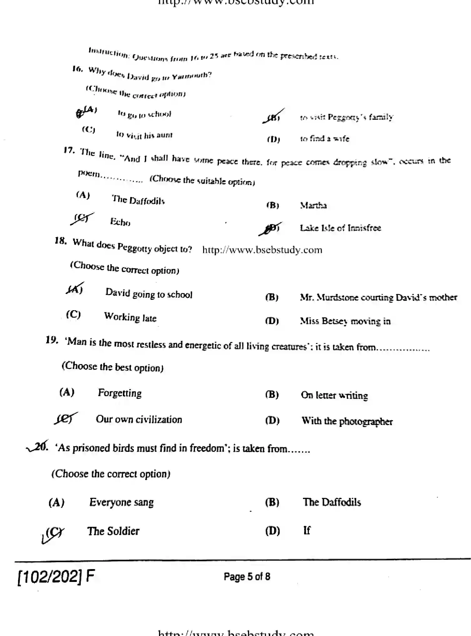 Bihar Board Class 2 2019 ENGLISH-102-202-F Question Bank - Page 5