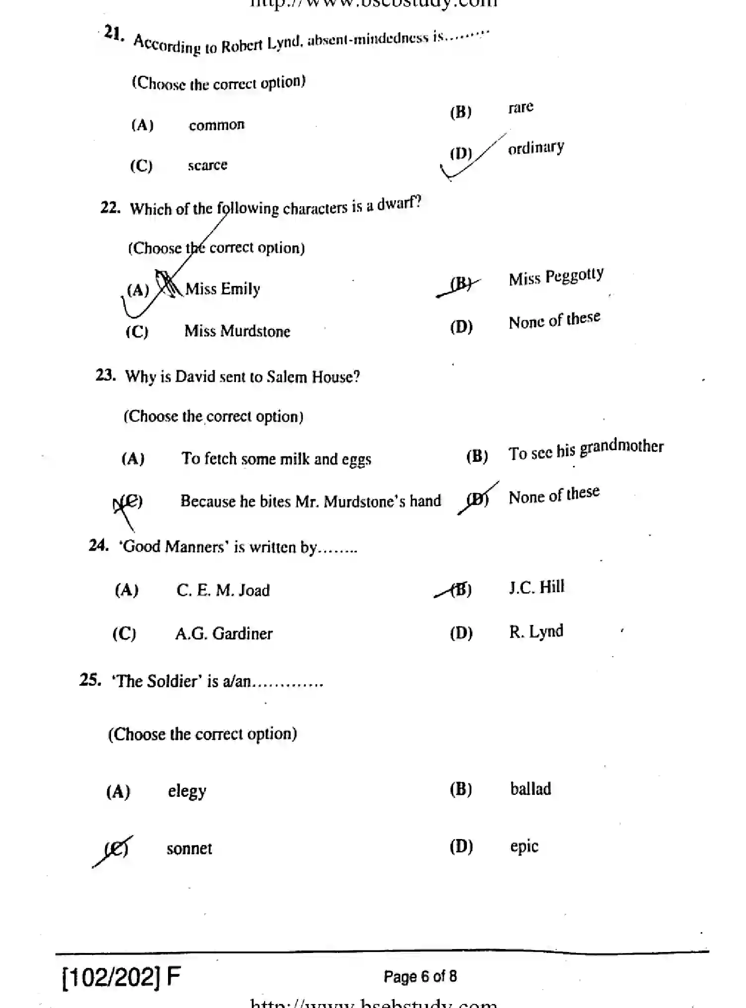 Bihar Board Class 2 2019 ENGLISH-102-202-F Question Bank - Page 6