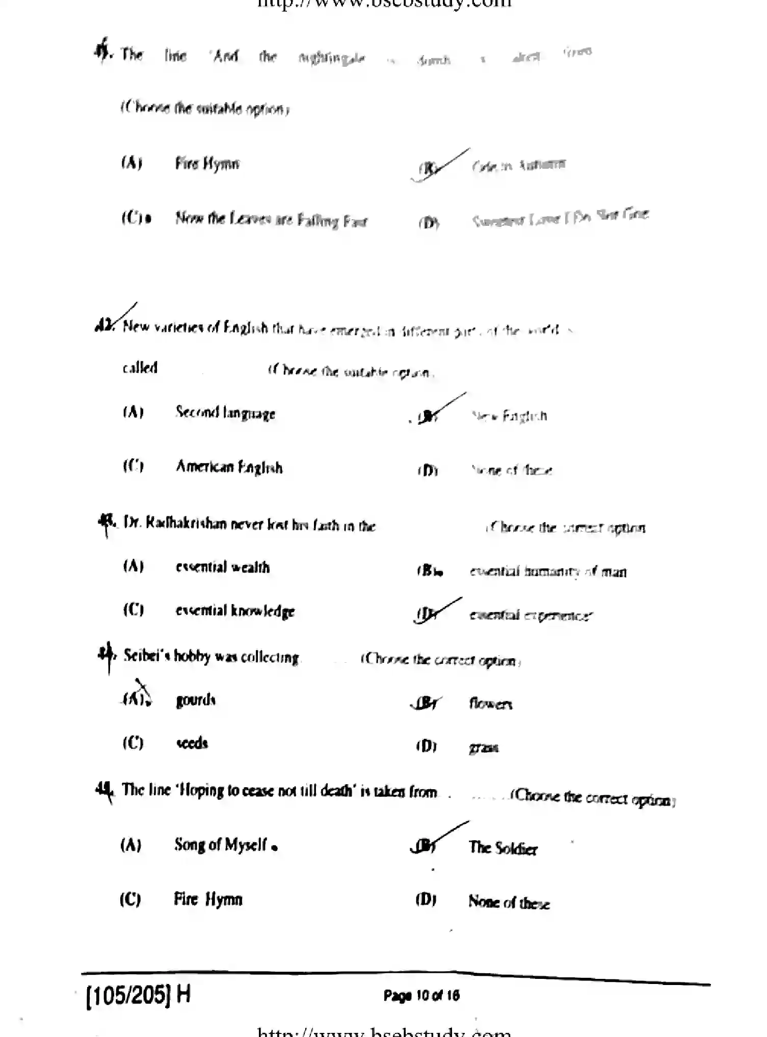 Bihar Board Class 2 2019 ENGLISH-105-205-H Question Bank - Page 10