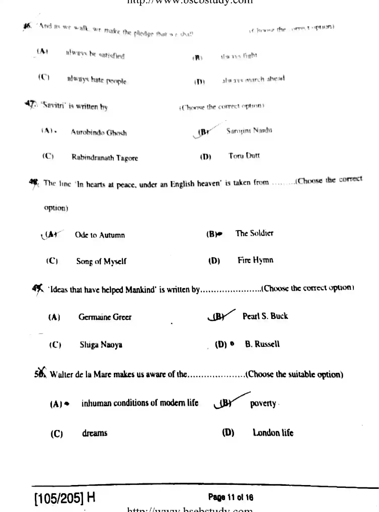 Bihar Board Class 2 2019 ENGLISH-105-205-H Question Bank - Page 11