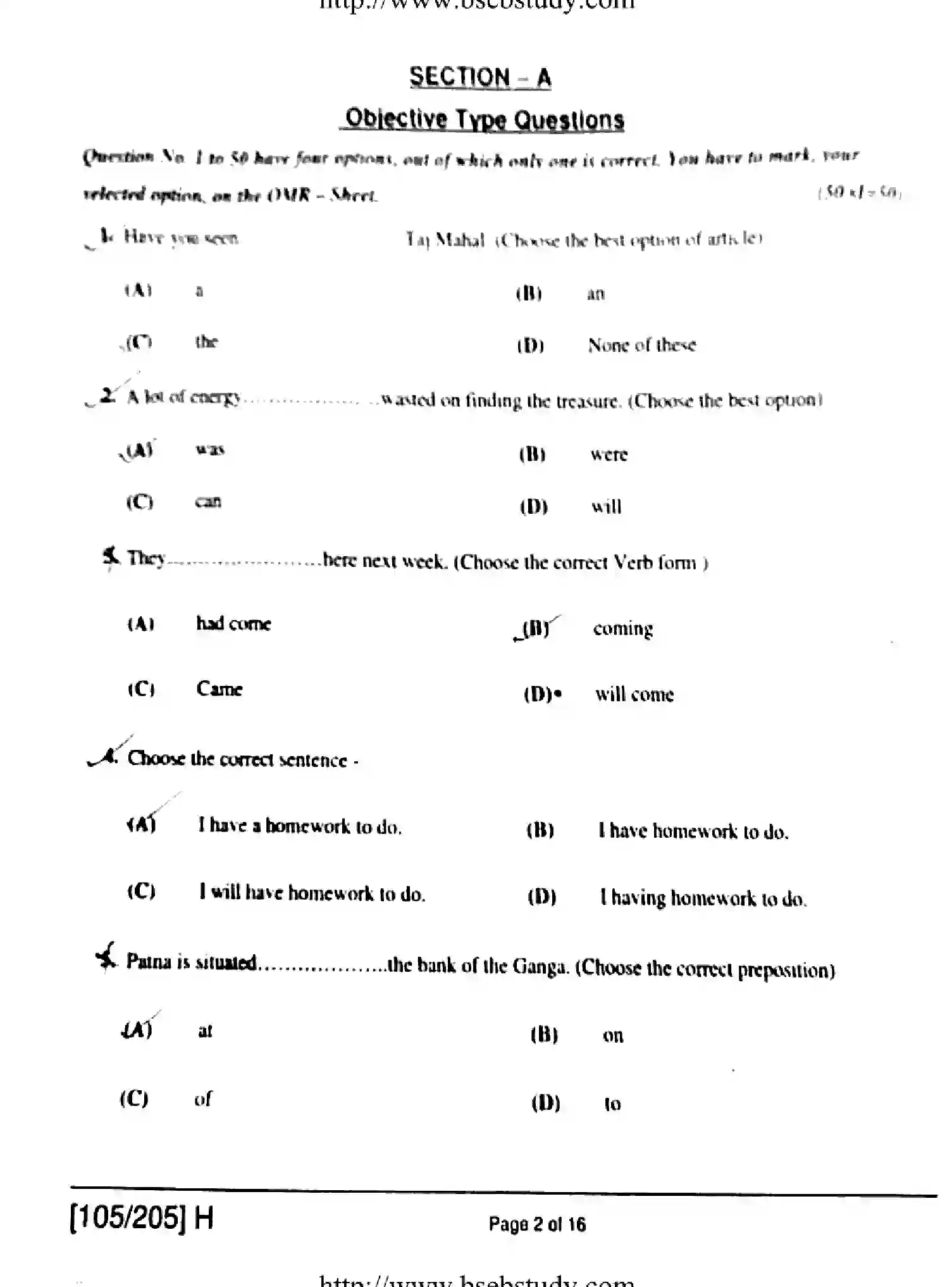 Bihar Board Class 2 2019 ENGLISH-105-205-H Question Bank - Page 2