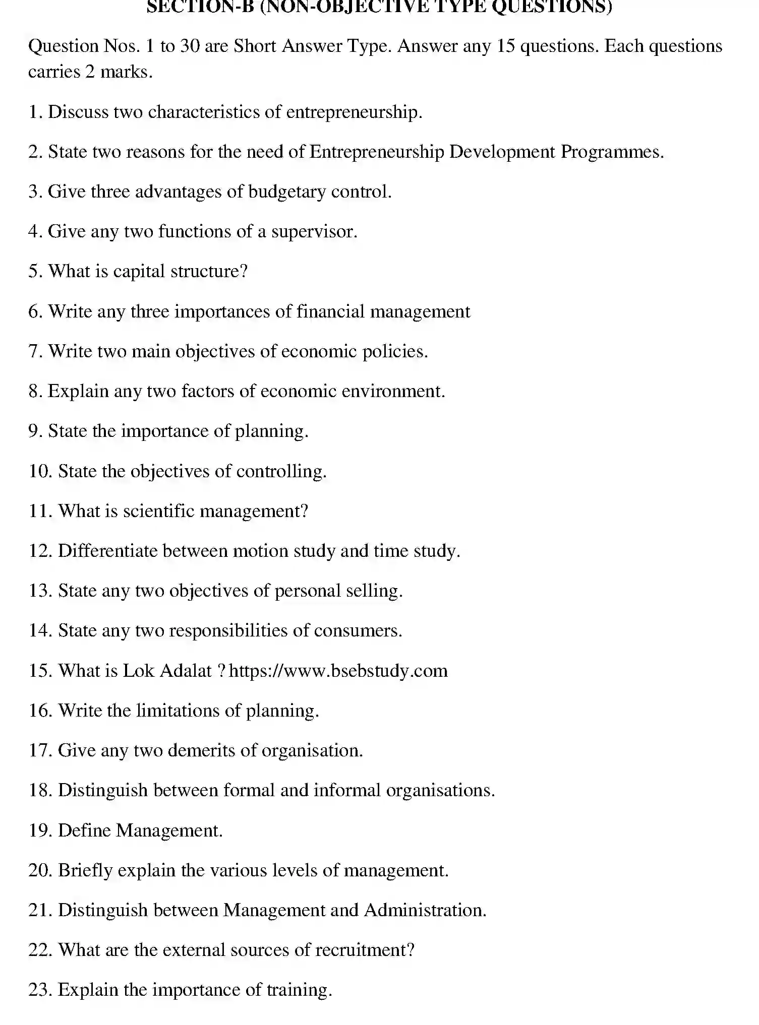 Bihar Board Class 12 2021 BUSINESS-STUDIES-EM Question Bank - Page 22