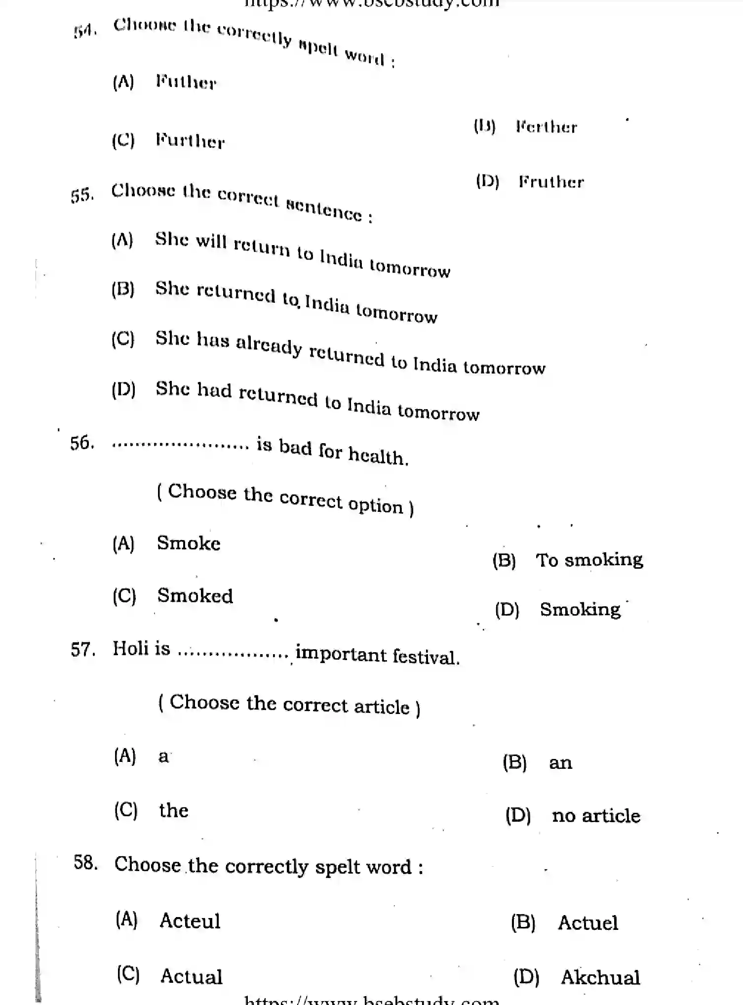 Bihar Board Class 2 2021 ENGLISH-COMPULSORY-105-205-B Question Bank - Page 14