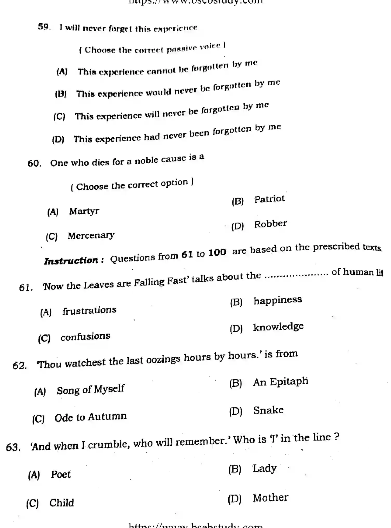 Bihar Board Class 2 2021 ENGLISH-COMPULSORY-105-205-B Question Bank - Page 15