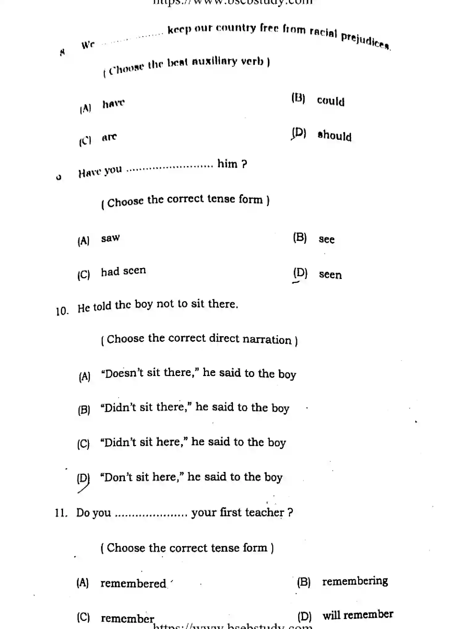 Bihar Board Class 2 2021 ENGLISH-COMPULSORY-105-205-B Question Bank - Page 4