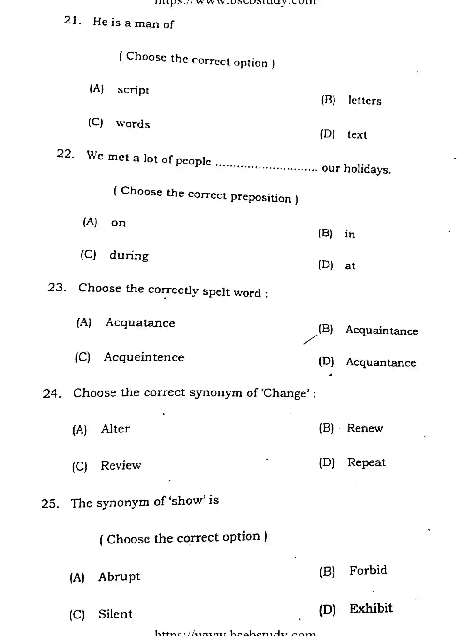 Bihar Board Class 2 2021 ENGLISH-COMPULSORY-105-205-B Question Bank - Page 7