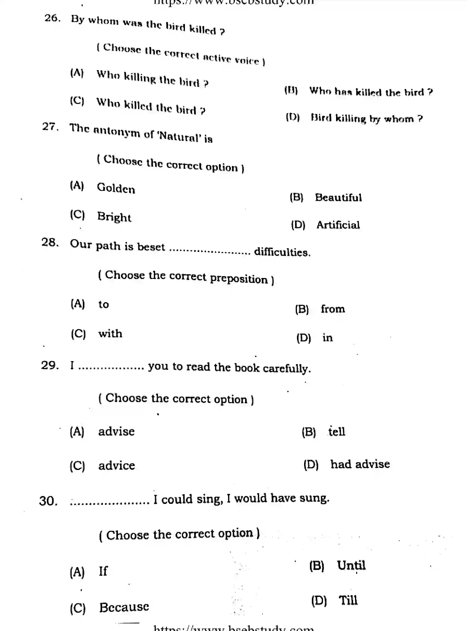 Bihar Board Class 2 2021 ENGLISH-COMPULSORY-105-205-B Question Bank - Page 8
