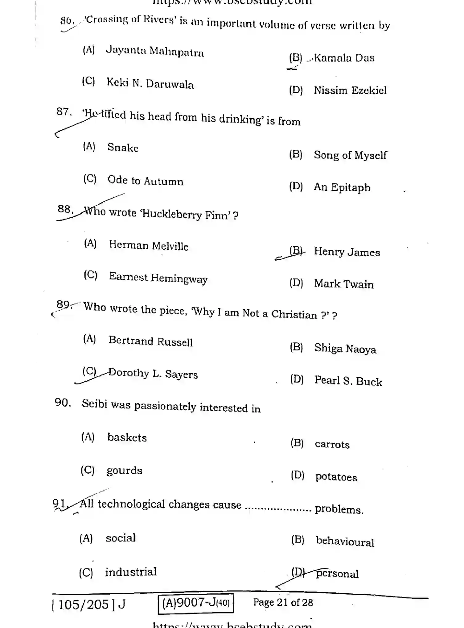 Bihar Board Class 12 2021 ENGLISH-COMPULSORY-105-205-J Question Bank - Page 20