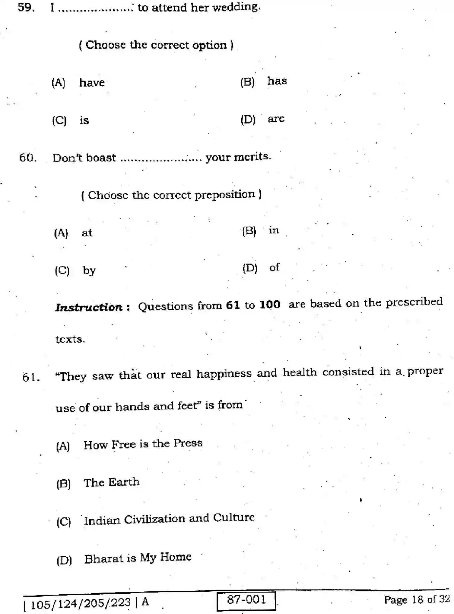 Bihar Board Class 2 2022 ENGLISH-105-124-205-223-A Question Bank - Page 18