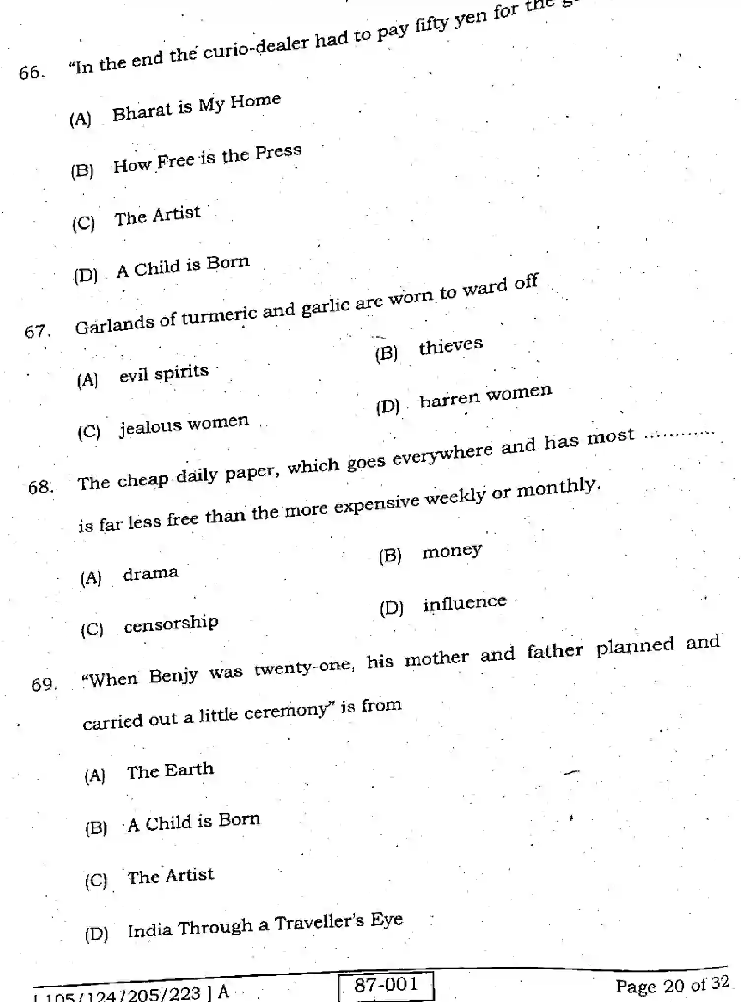 Bihar Board Class 2 2022 ENGLISH-105-124-205-223-A Question Bank - Page 20