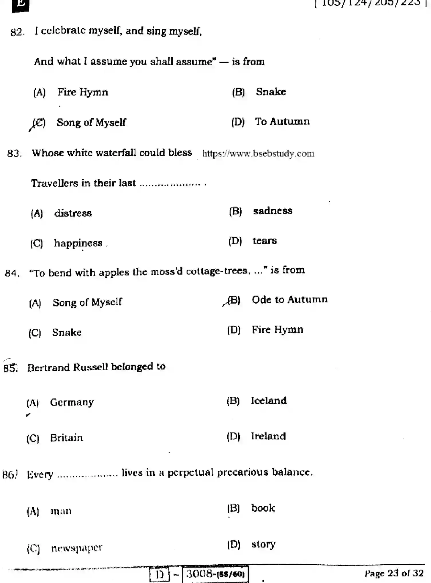 Bihar Board Class 12 2022 ENGLISH-COMPULSORY-105-124-205-223-E Question Bank - Page 23
