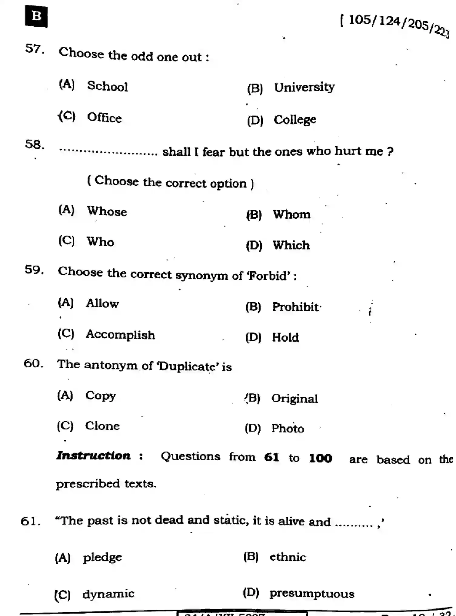 Bihar Board Class 2 2024 ENGLISH-105-124-205-223-SET-B Question Bank - Page 18