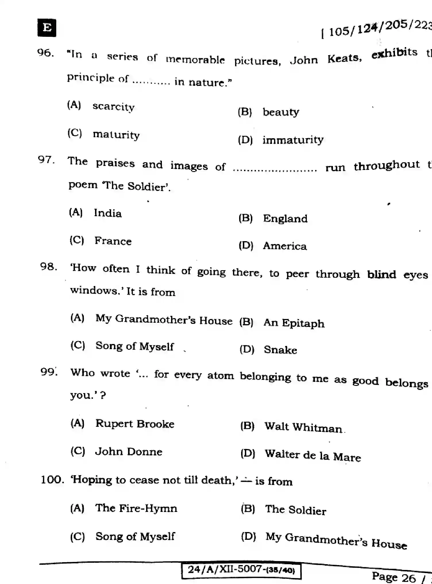 Bihar Board Class 2 2024 ENGLISH-105-SET-E Question Bank - Page 26